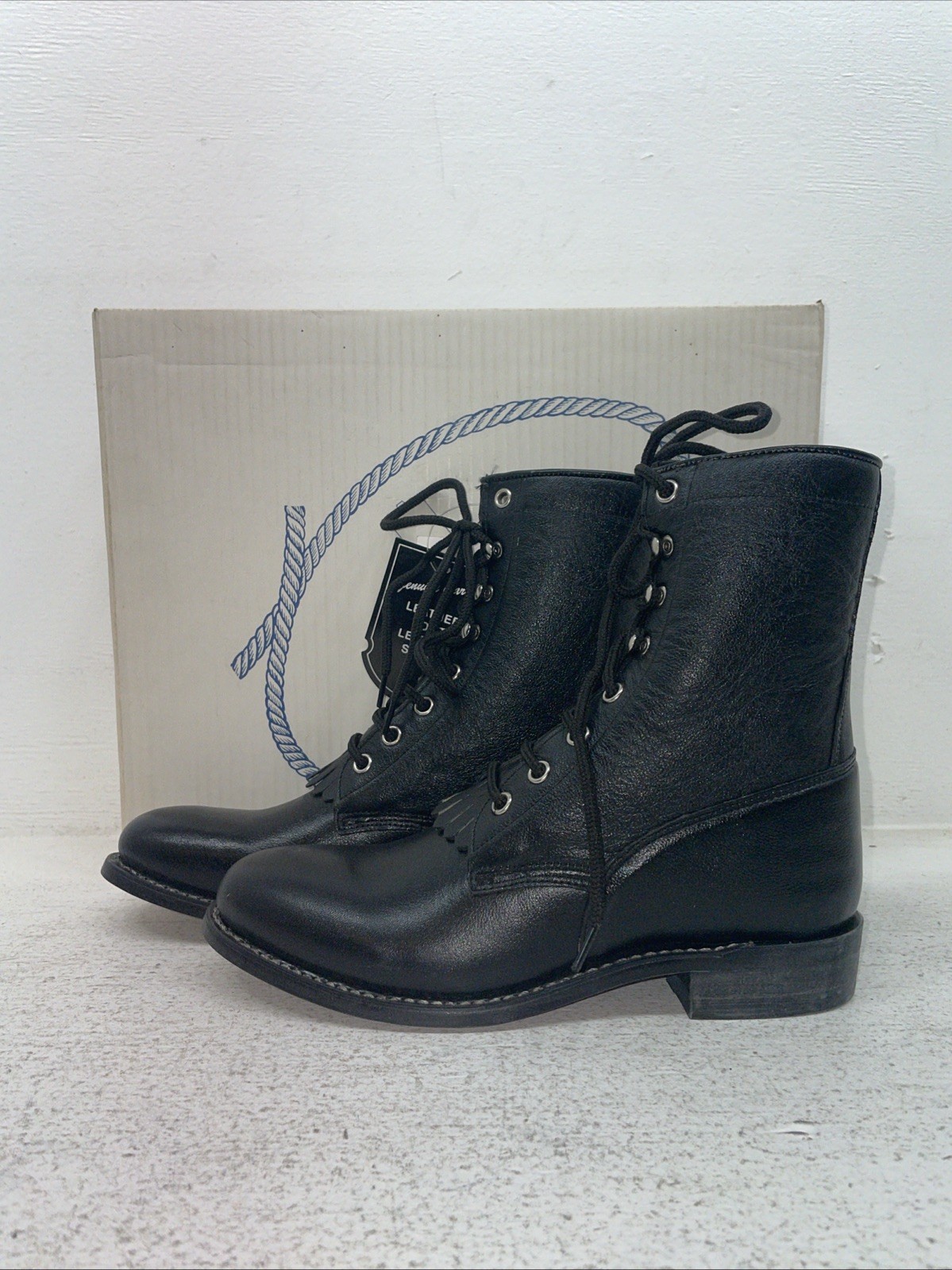 New Youth Black Lace Up A Jama Product Cowboy Boots. Y 5110 G. 2-111