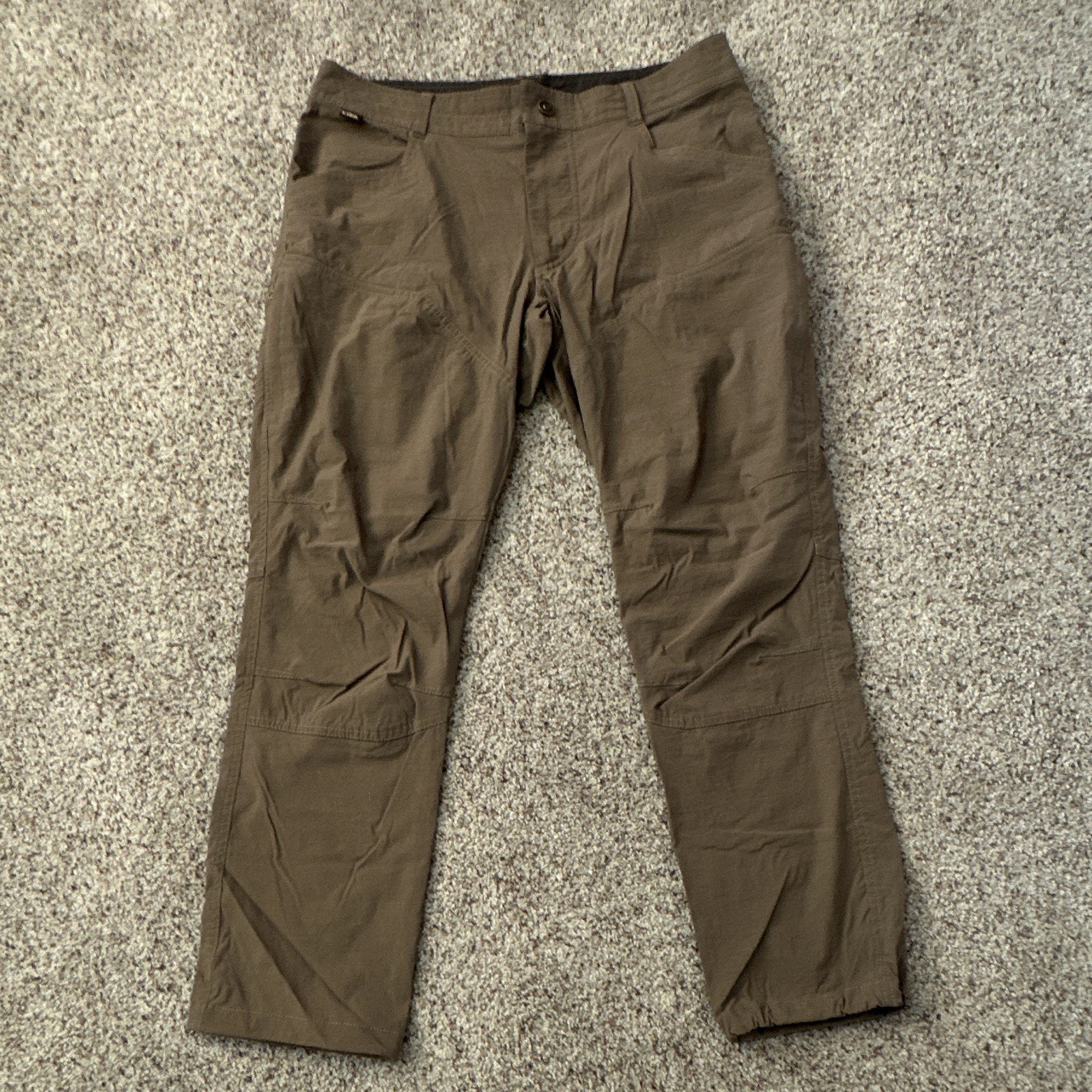KÜHL Men’s Brown Casual Pants 34W Straight Leg Canvas Nylon/Spandex Pockets