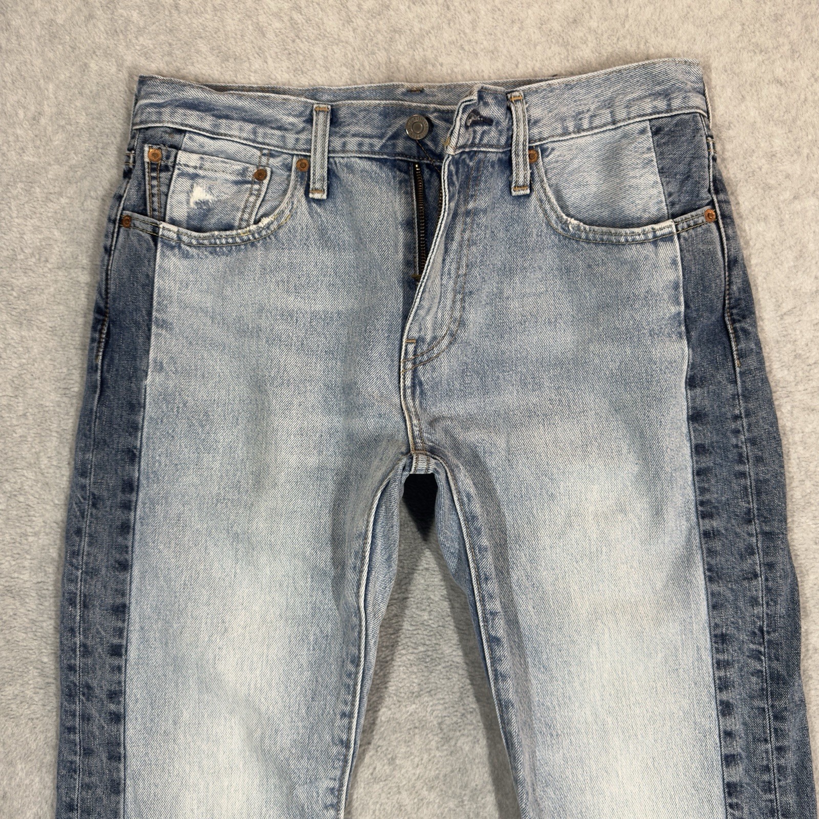 Levis 502 Big E Mens Denim Jeans 32×32 Tapered Paneled Light Wash Premium Denim