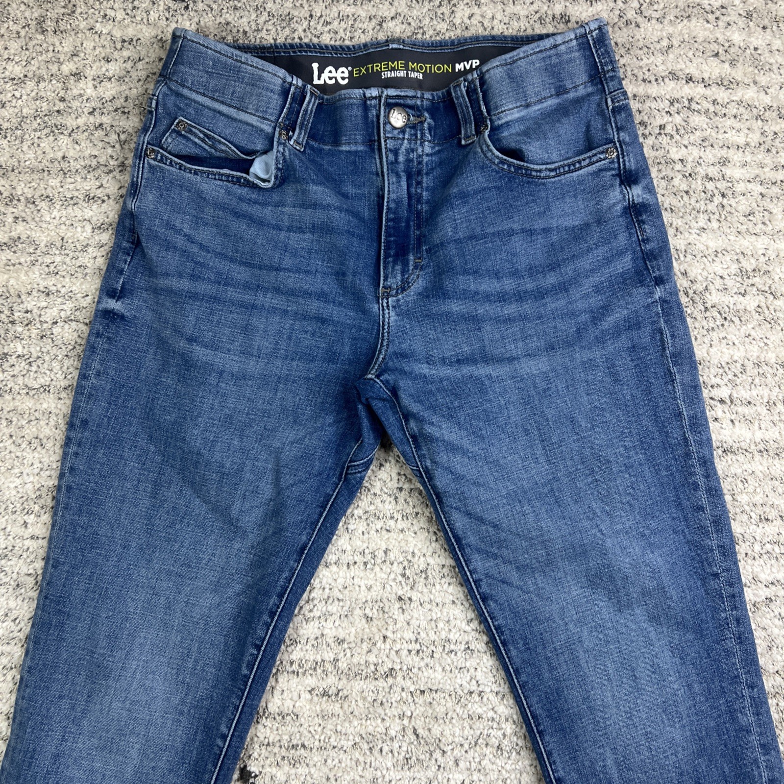Lee Extreme Motion Jeans 34×30* Men’s Blue Denim Cotton Straight Fit Tapered Leg