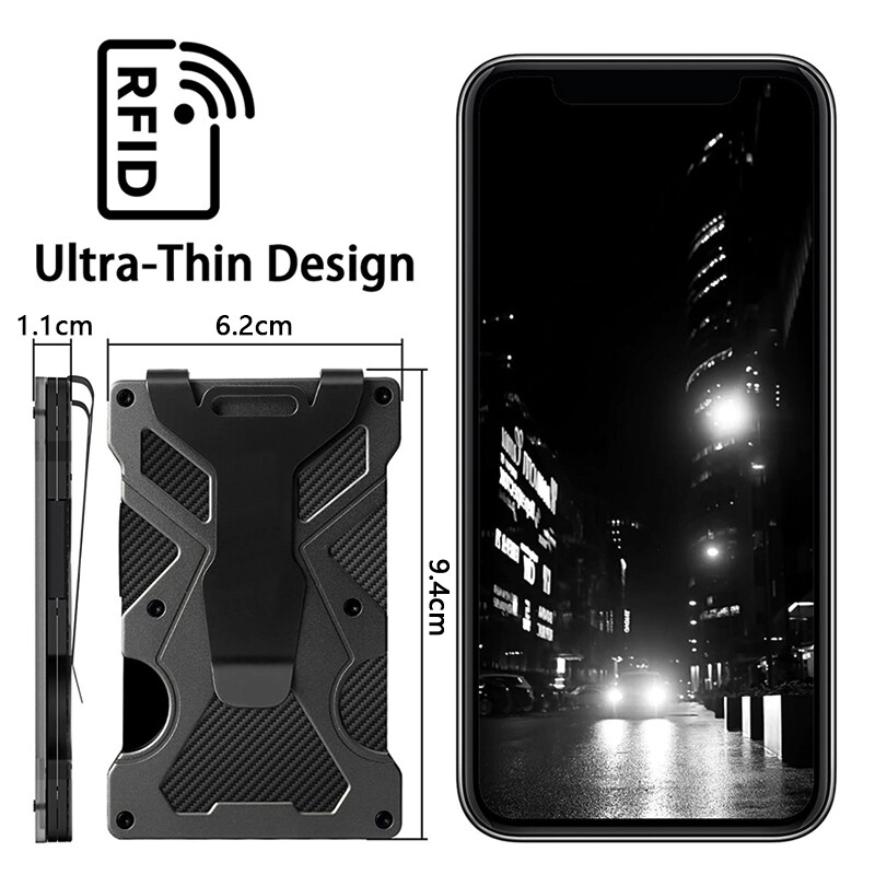 Men Wallet Slim Metal Wallet Tactical Card Holder RFID Money Clip Wallet Men
