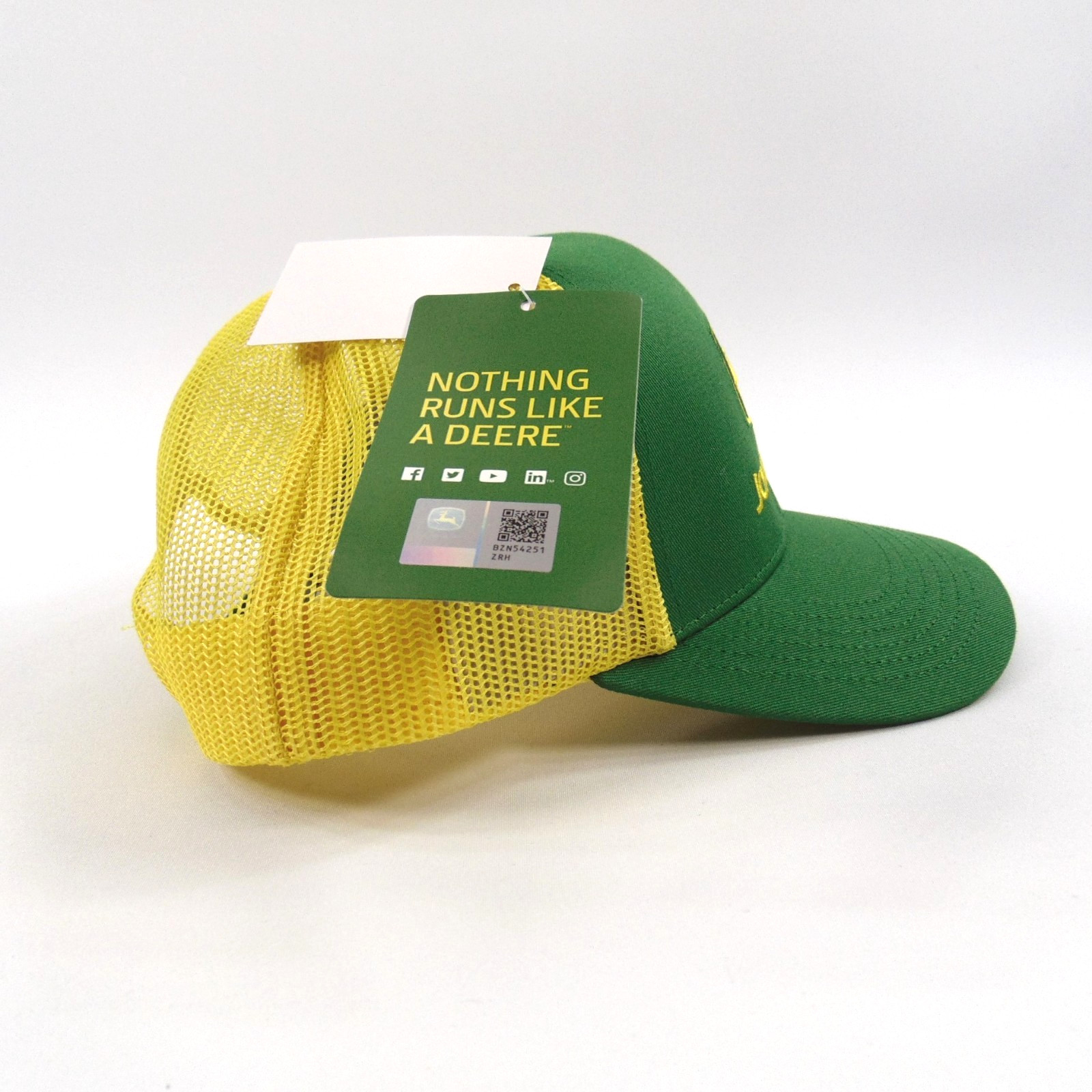 John Deere Trucker Hat Green Yellow Mesh Snapback Adjustable Embroidered Cap New