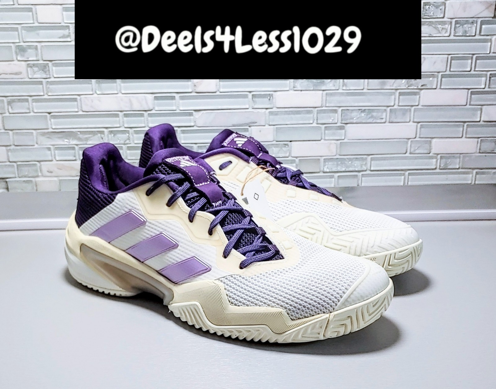 Adidas Barricade 13 Tennis Pickleball Womens Size 9.5 White Purple Plum JR7814