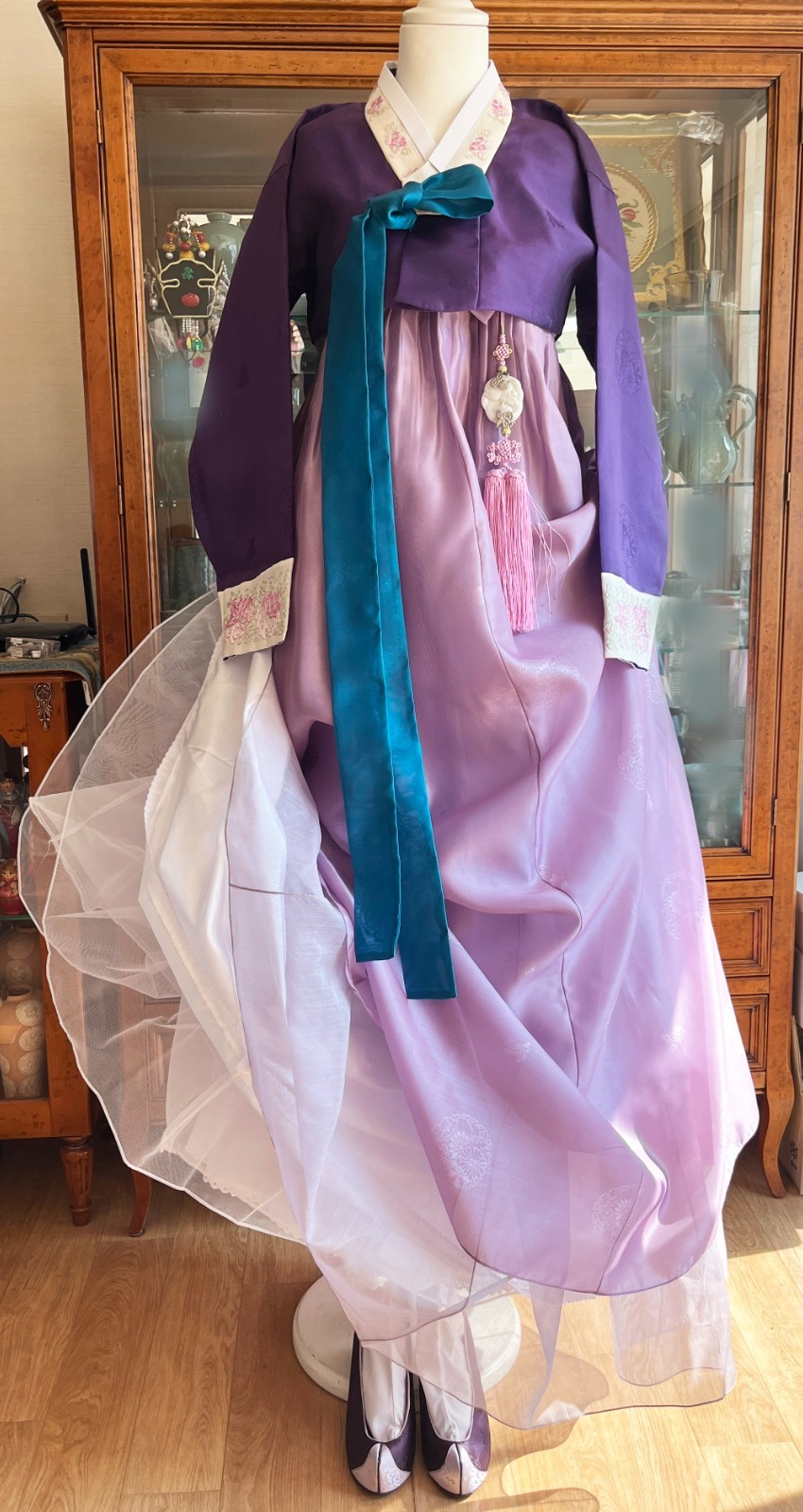 Korean Traditional Dress Hanbok Set-Purple Top Lavender Skirt / Undergarments
