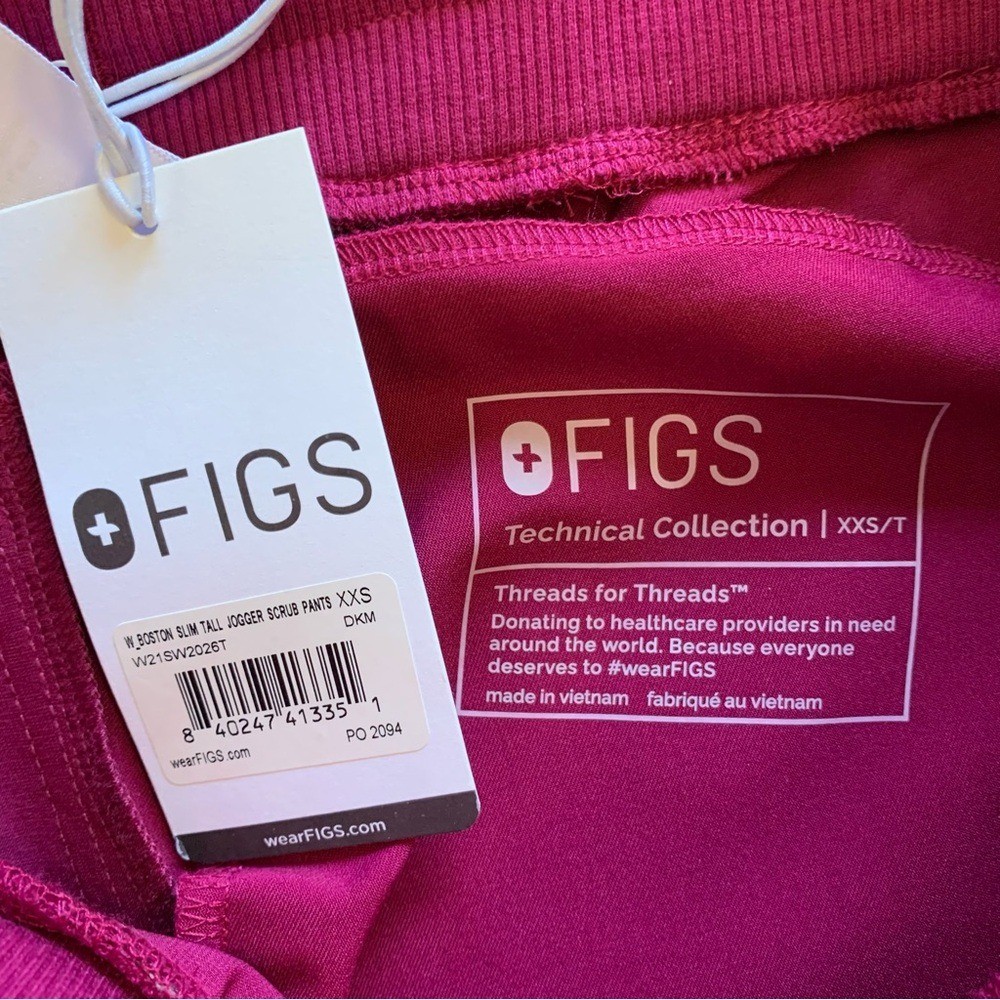 Figs Size XXS TALL Dark Magenta Boston Slim Tall Jogger Scrub Pants NWT