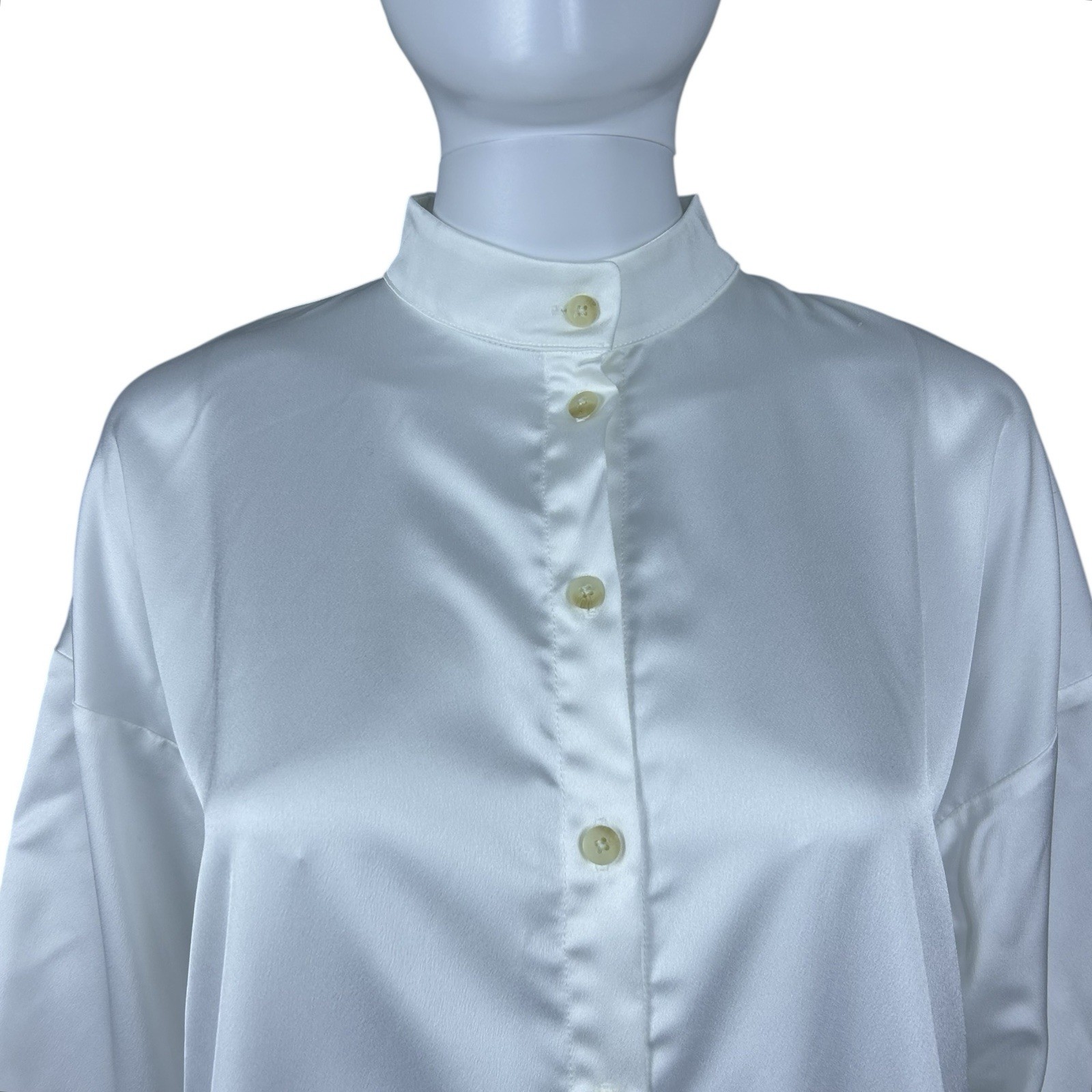 Kallmeyer Appartement Ballon Satin Button Down Shirt Size 4 Quiet Luxury Blouse