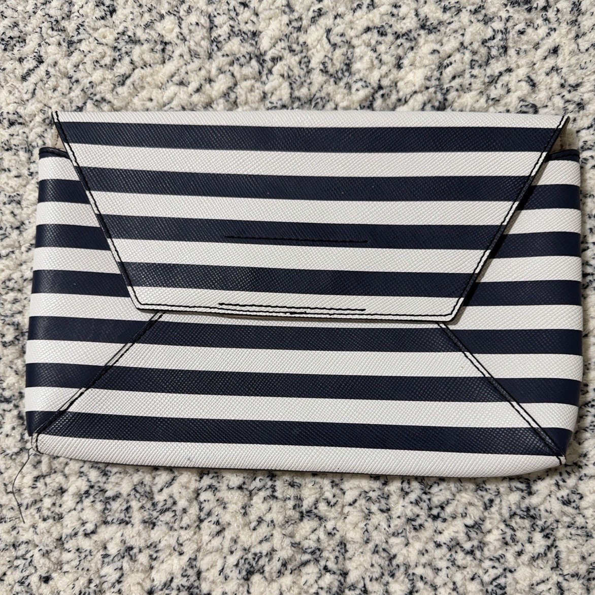 J.Crew Navy & White Striped Envelope Clutch w/ Strap, Lined, Inner Pockets