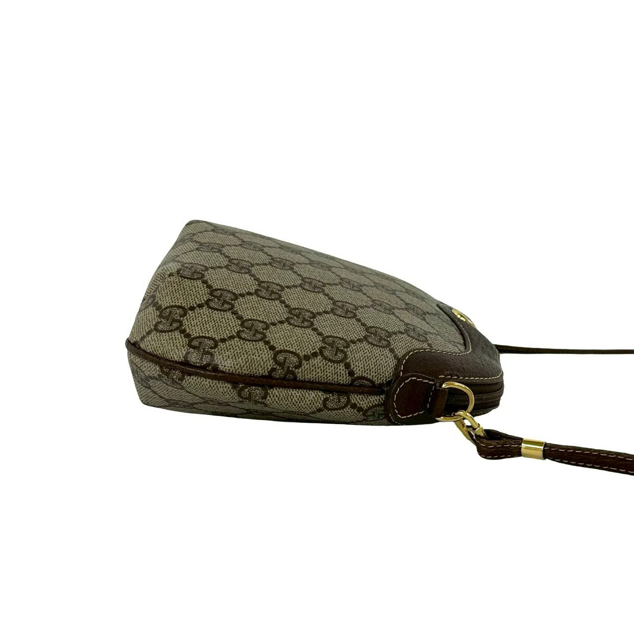 GUCCI Vintage Old Gucci GG Logo Pattern Hardware Leather Mini Shoulder Bag Brown