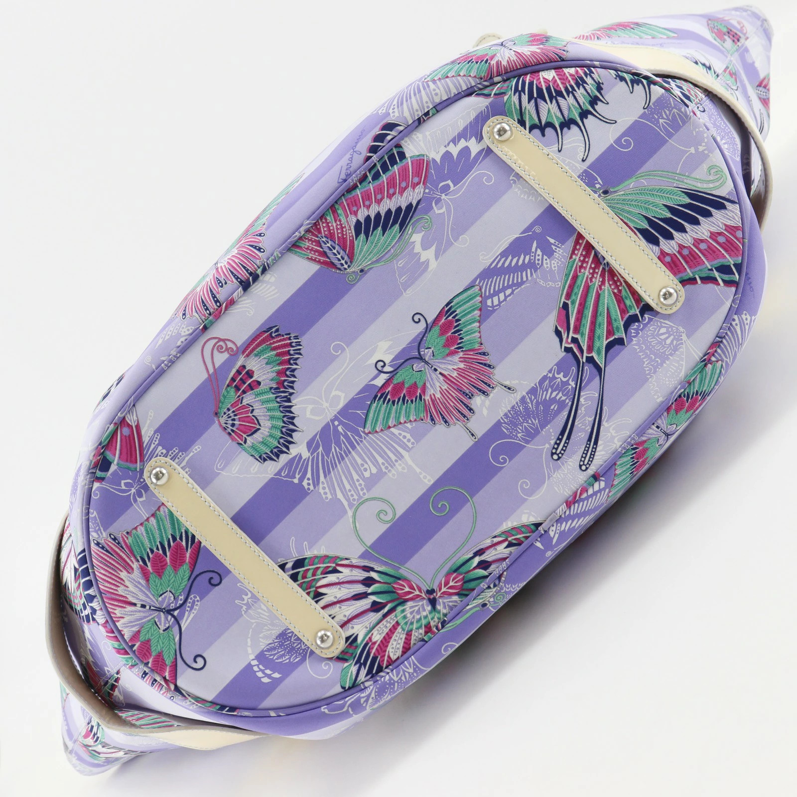 Salvatore Ferragamo Butterfly Pattern AU-21 / 6411 Tote Nylon Purple Bag #NB2500