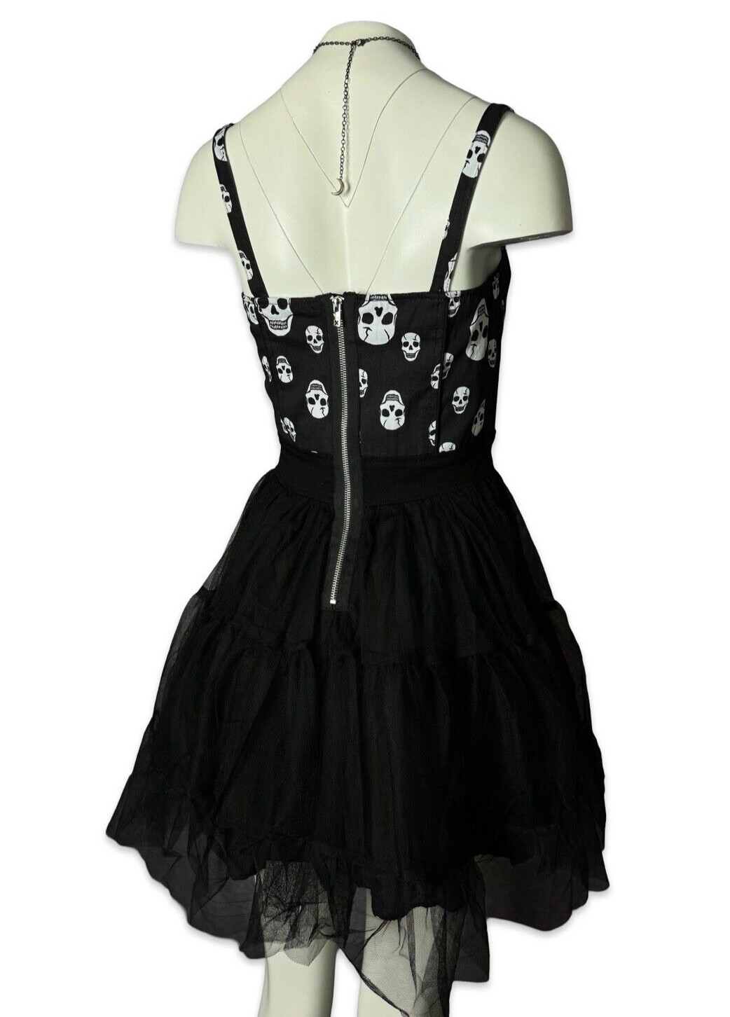 TRIPP TOXIC SKULL BLACK TULLE GOTHIC PUNK SEXY BALL HALLOWEEN MINI DRESS IO9760P