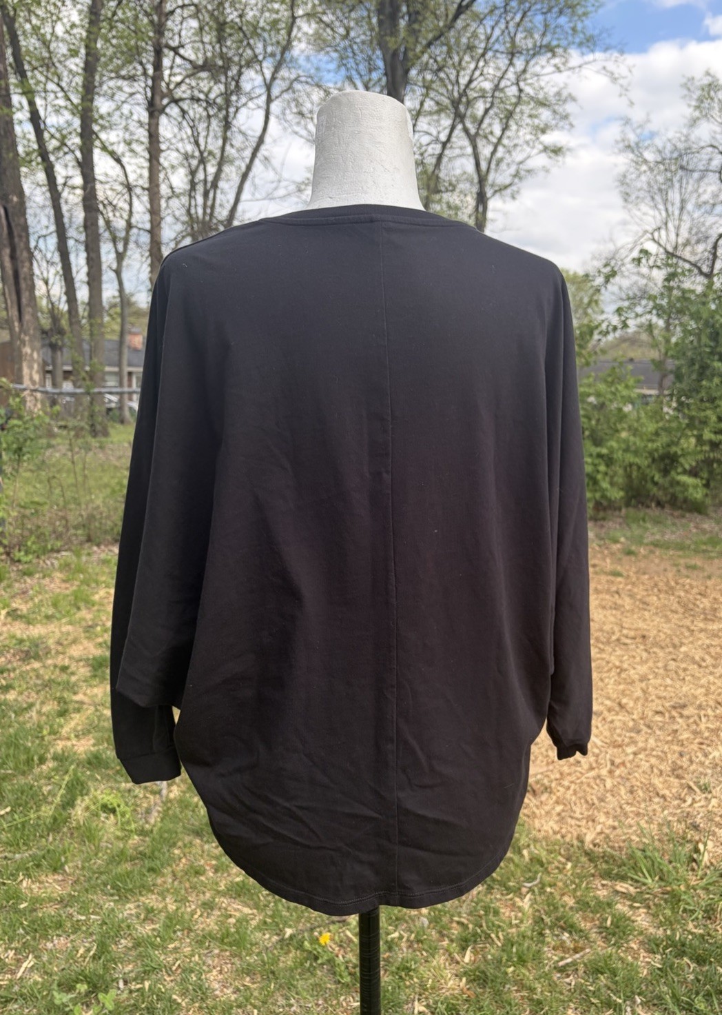 Uniqlo Batwing Dolman Sleeve Black 3/4 Sleeve Oversized Boxy Basic Womens XS