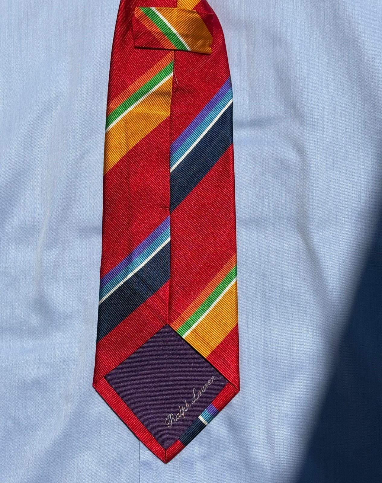 Ralph Lauren Purple Label Red, Orange, Blue, Green Silk Tie -Italy- $235.00