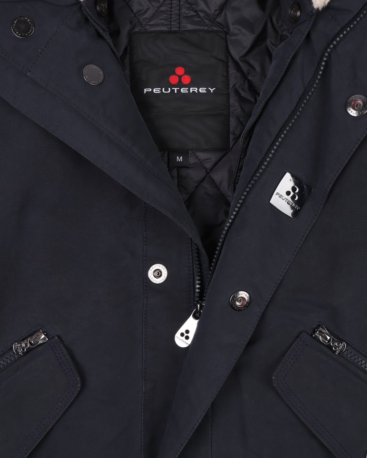 PEUTEREY Blue Double Layer MIcrofibre Parka Rain Coat Long Jacket Mens Size M