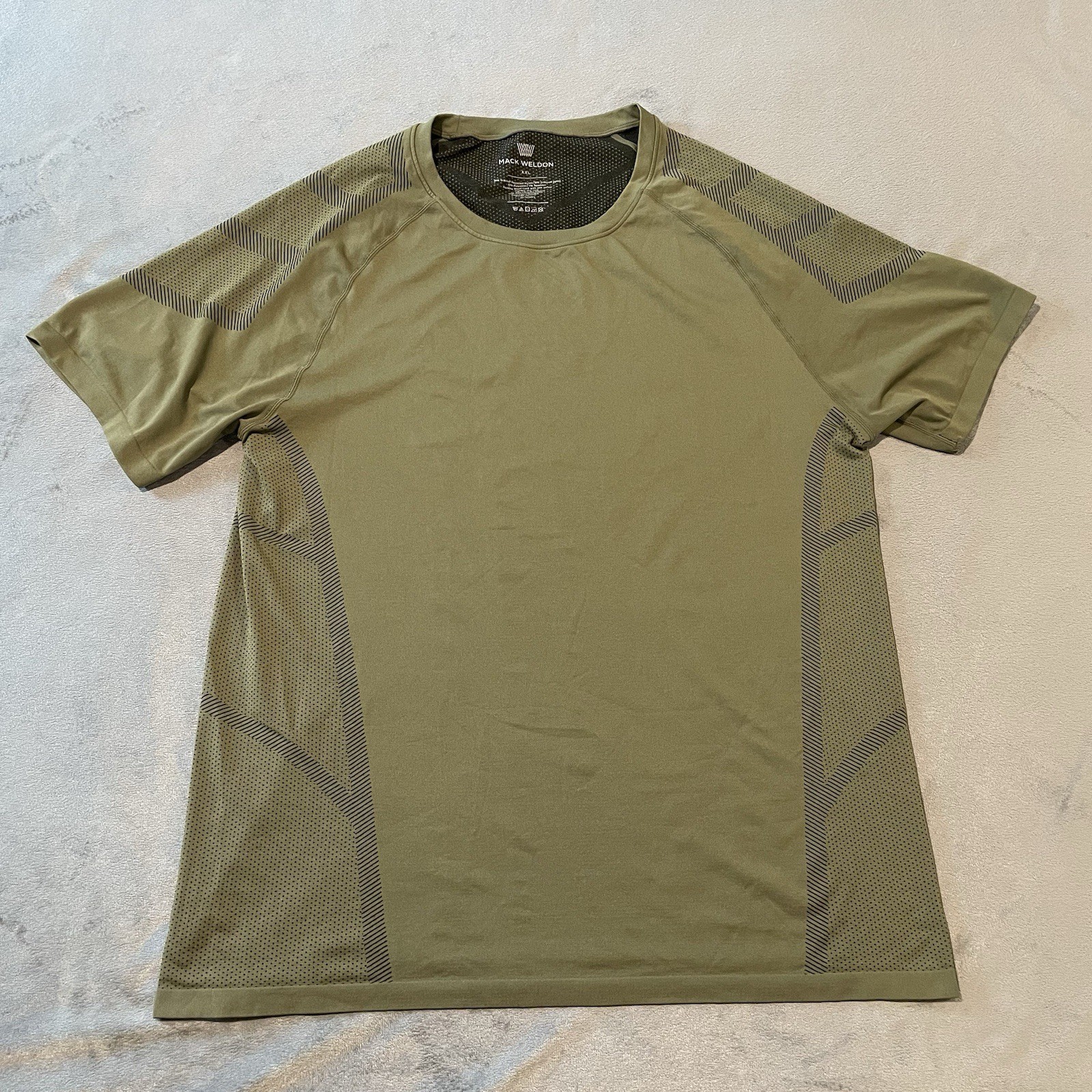Mack Weldon Shirt Mens XXL Green Activewear Gym Performance Stretch Daily Wear