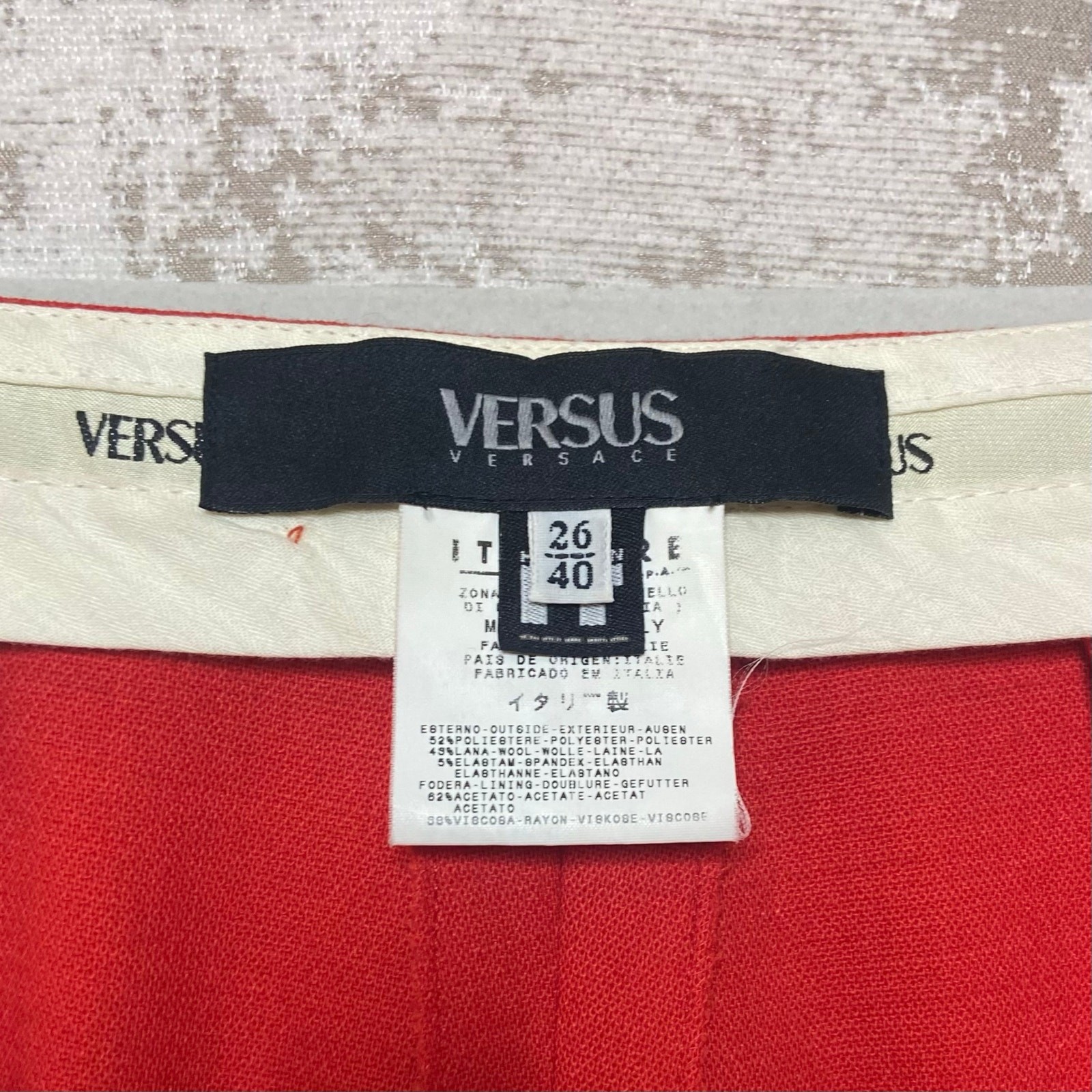 Versus Versace Wool Blend Straight/Wide Leg Trousers in Red