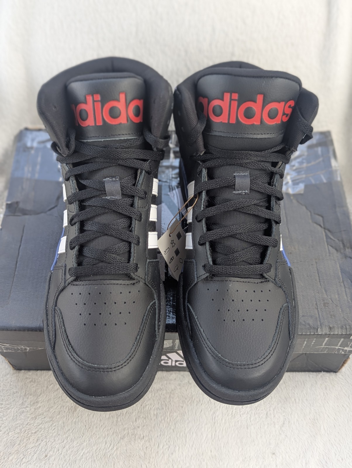 Size 11 Men’s Adidas Entrap Mid Top Basketball Black/White/Blue Lace Up Shoes