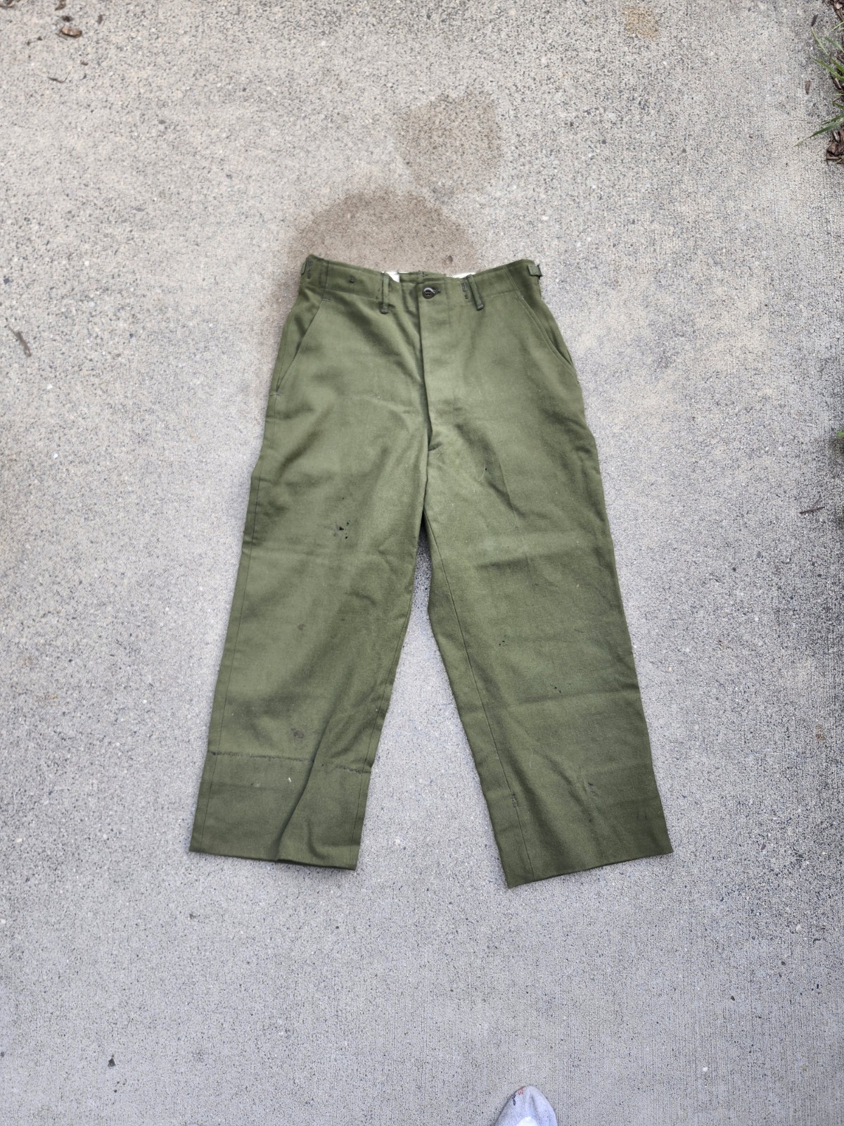 Vintage M-1951 US Army Wool Field Trousers Military Pants Adjustable Waist 30