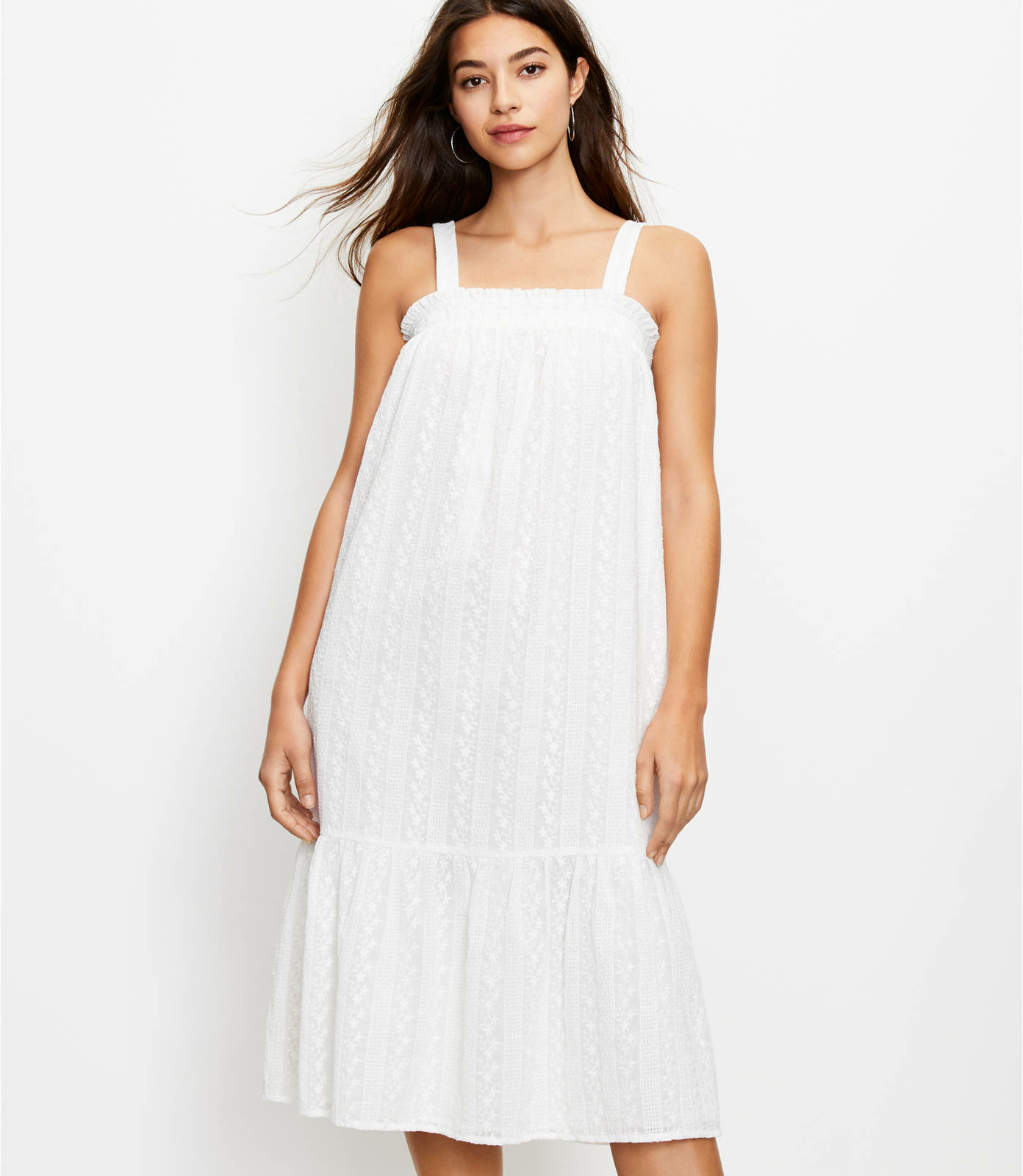 Loft Summer Midi Dress Spring Summer Beach Casual Smocked Back NEW MSRP $110 M,L