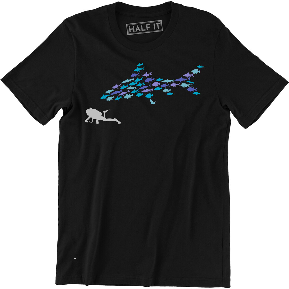 Scuba Life Shirt | Diving Tee Shark Chasing A Diver Men’s T-shirt