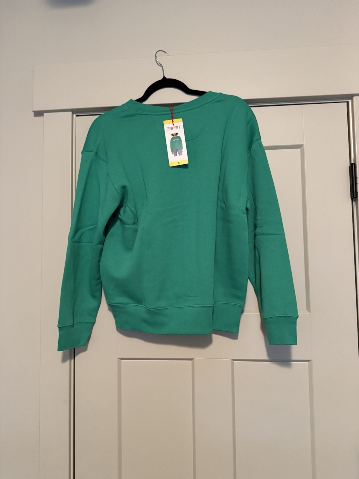 Esprit Kelly Green Logo Crewneck Pullover Sweatshirt Long Sleeve Cotton Fleece