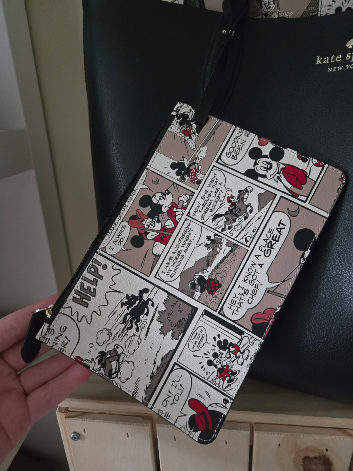Kate Spade New York Disney Minnie Mouse Leather Tote Bag Large Black