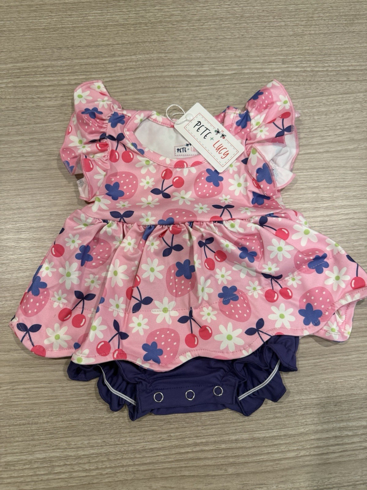 Pete + Lucy Cherry Berry Sweet Girl Romper 3-6 Months