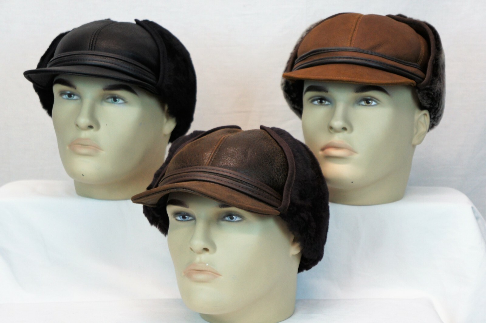 3 colors 100% REAL Sheepskin Shearling Leather Trapper Hunting Aviator Hat M-3XL