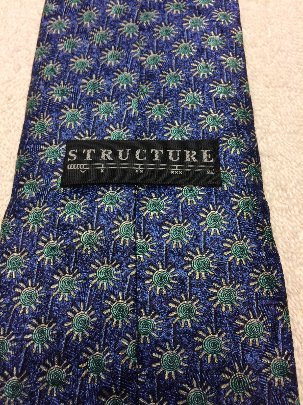 STRUCTURE MENS TIE BLUE WITH TEAL GREEN AND GRAY 4 X 58