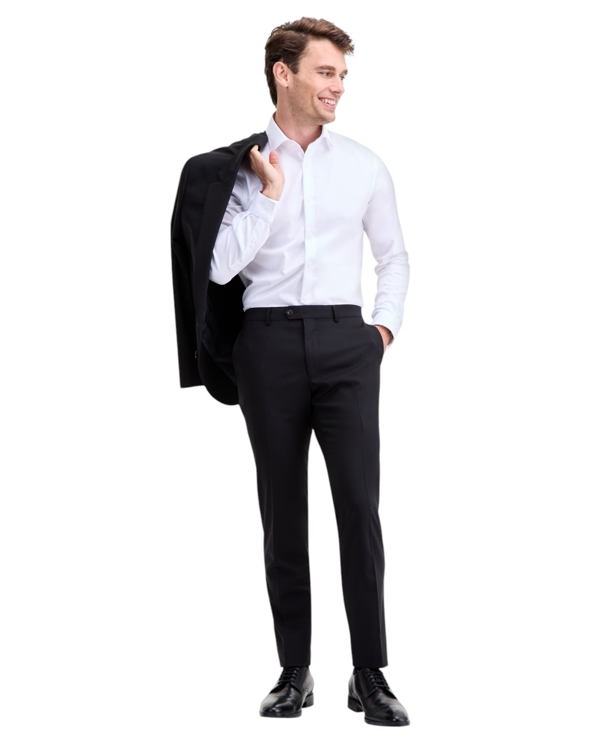 Ted Baker Mens Modern fit Wool Dress Pants 36 / 30 Black Solid