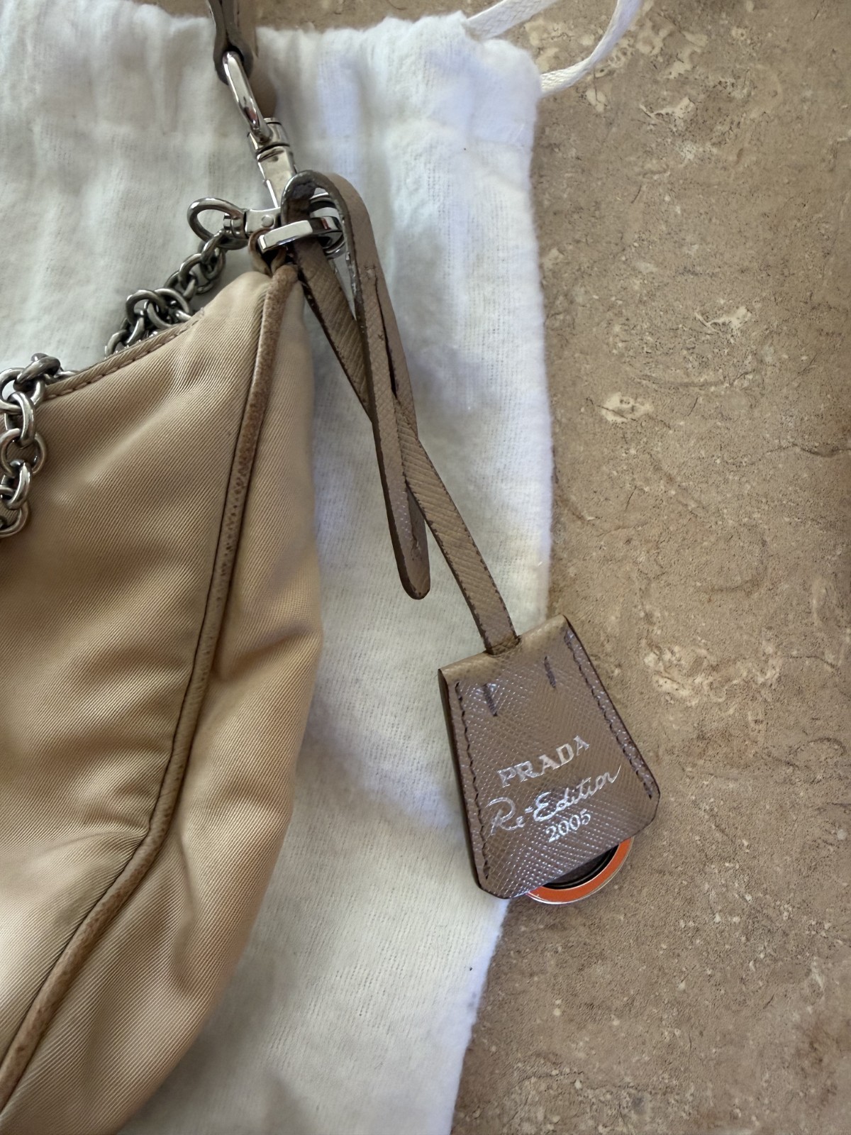 100% Authentic Prada Re-Edition 2005 Re-Nylon bag in Nude