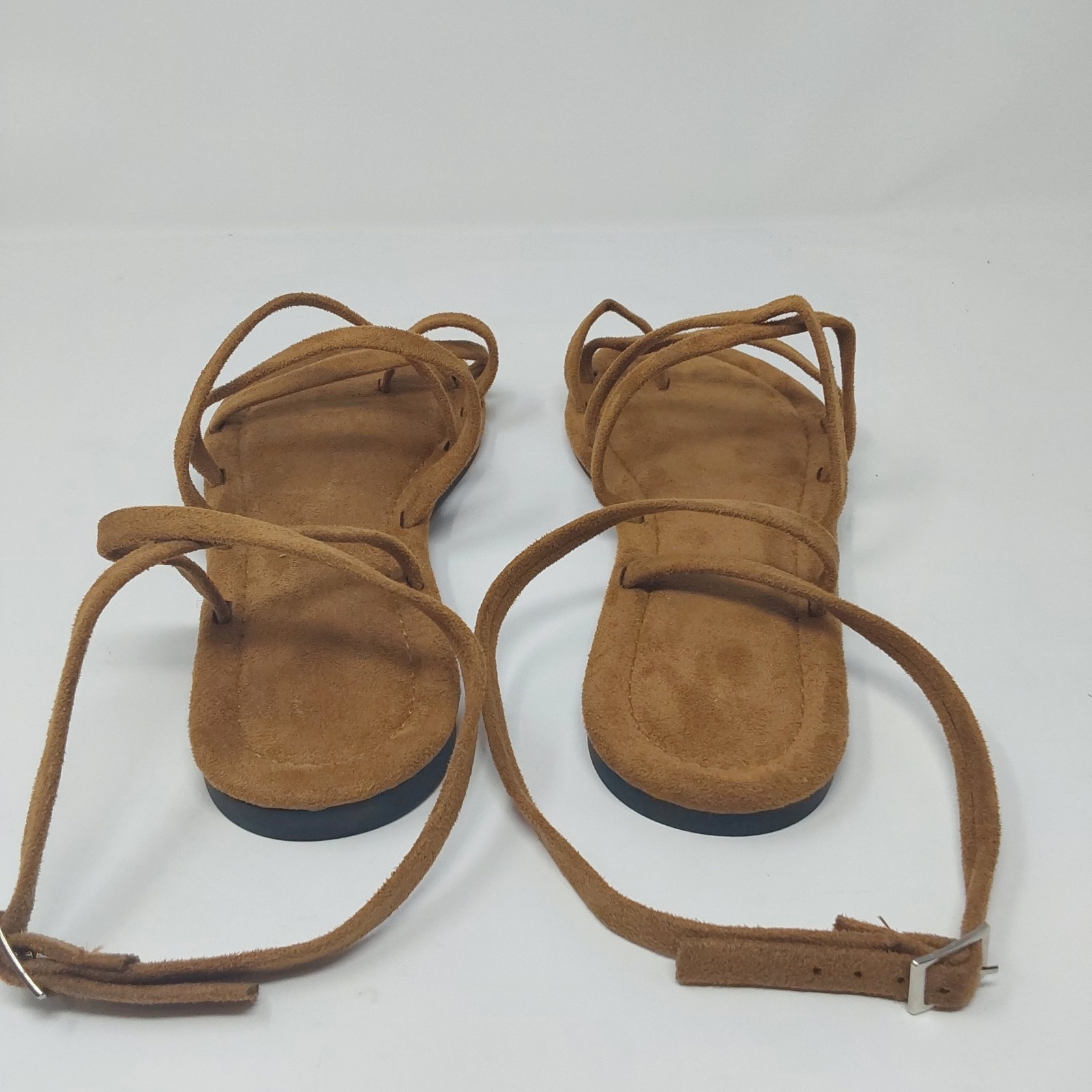 Womens Gladiator Sandals Brown Faux Suede Strappy Flat Sandals US 8 NWT