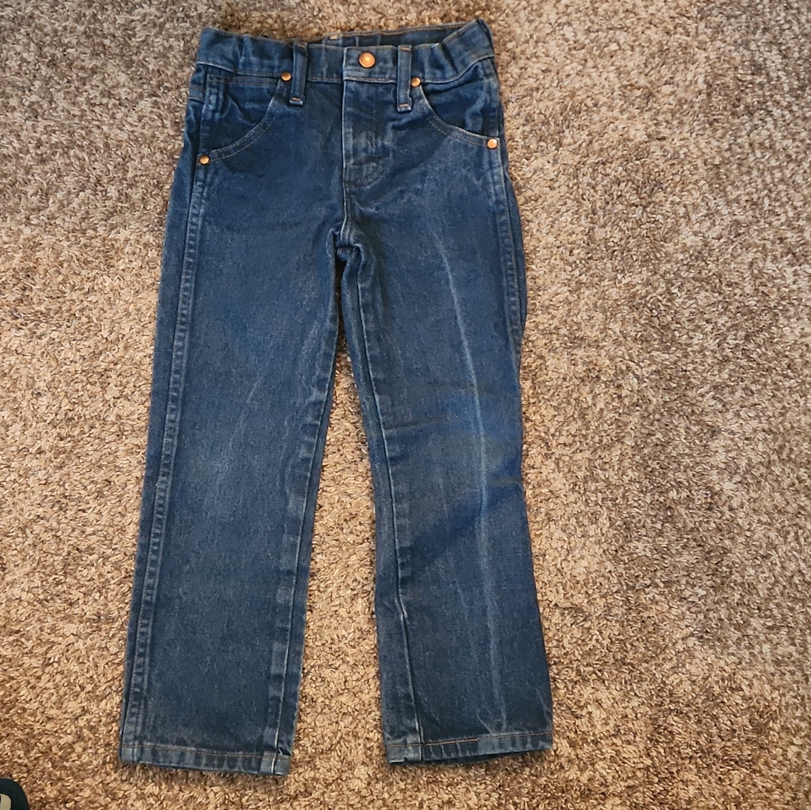 Wrangler Boys Dark Wash Denim Jeans Straight Leg Regular Fit Size 6 REG