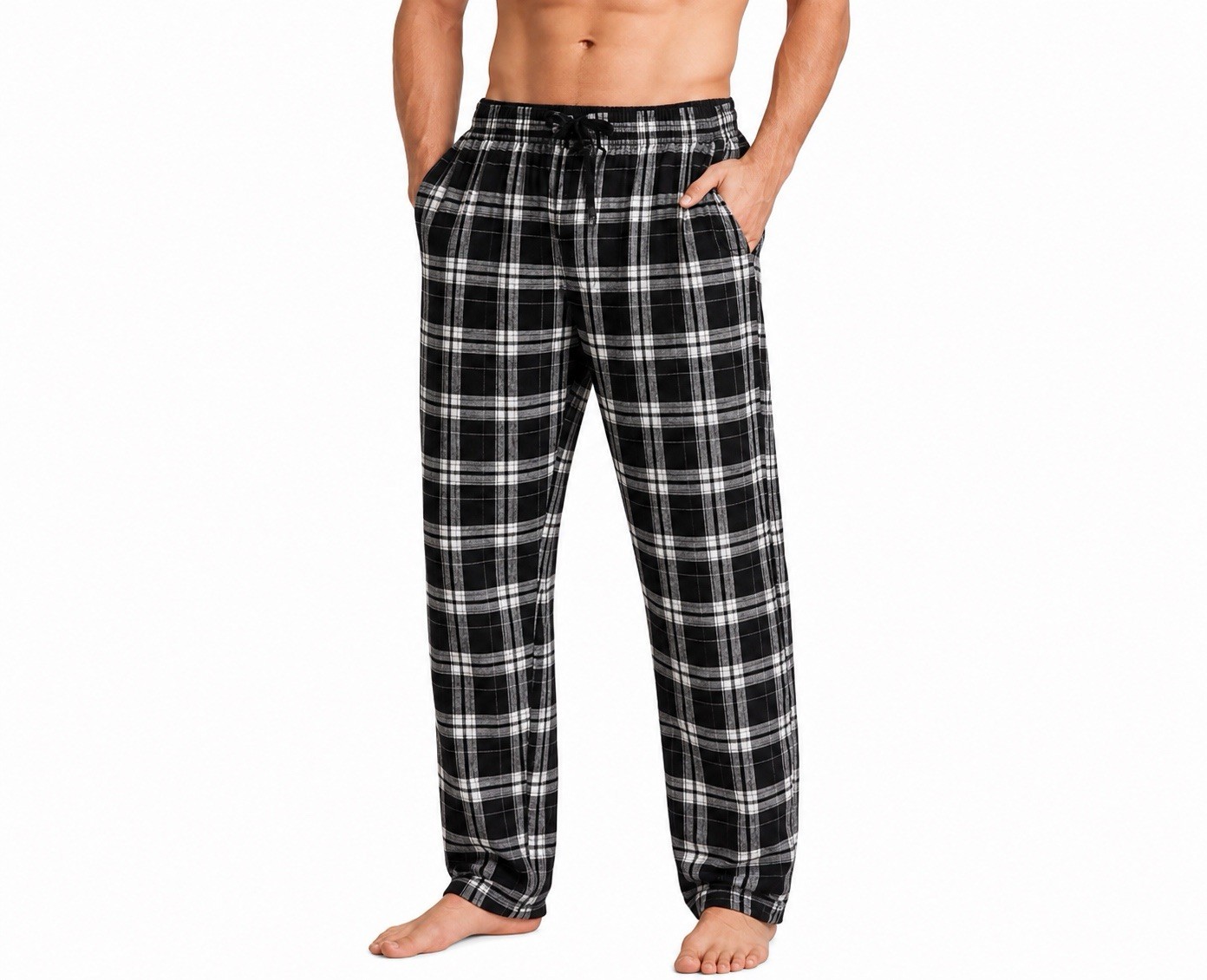 Men’s Cotton Knit Flannel Plaid Lounge Pajama Pants