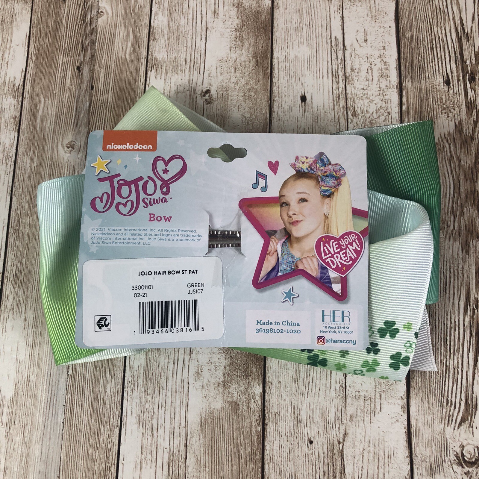 JoJo Siwa Hair Bow St Patrick Day Glitter Shamrock Green Alligator Clip New