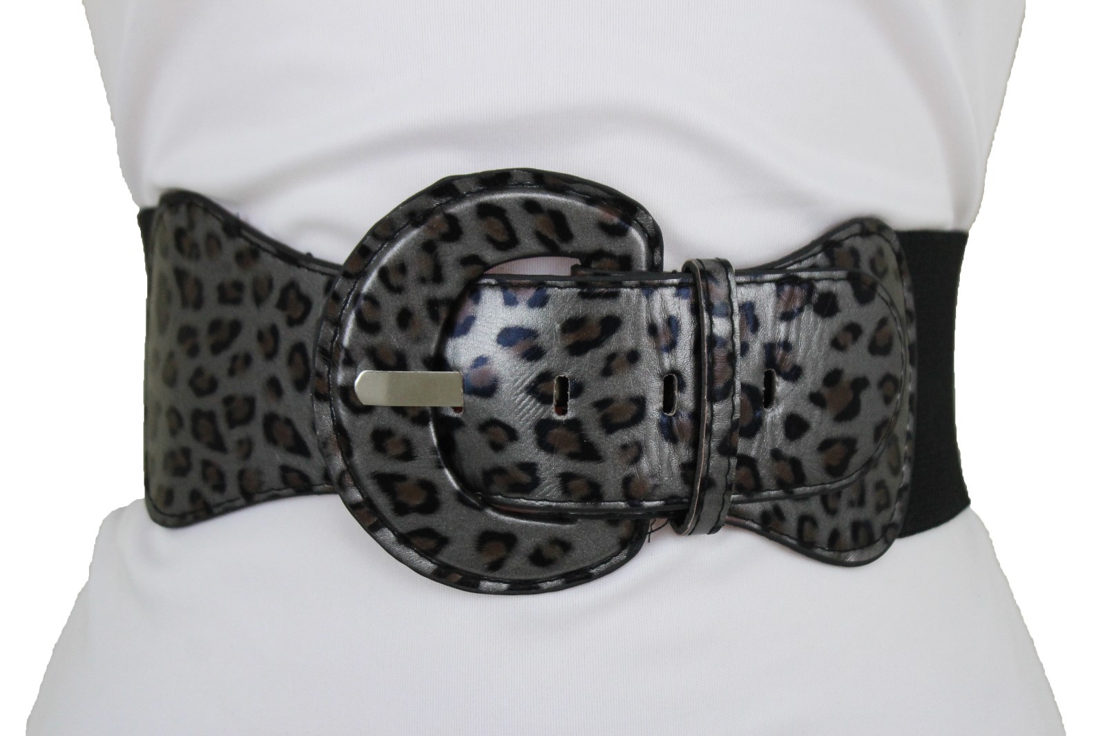 New Women Hip High Waist Elastic Wide Waistband Leopard Belt Cheetah Size XS S M