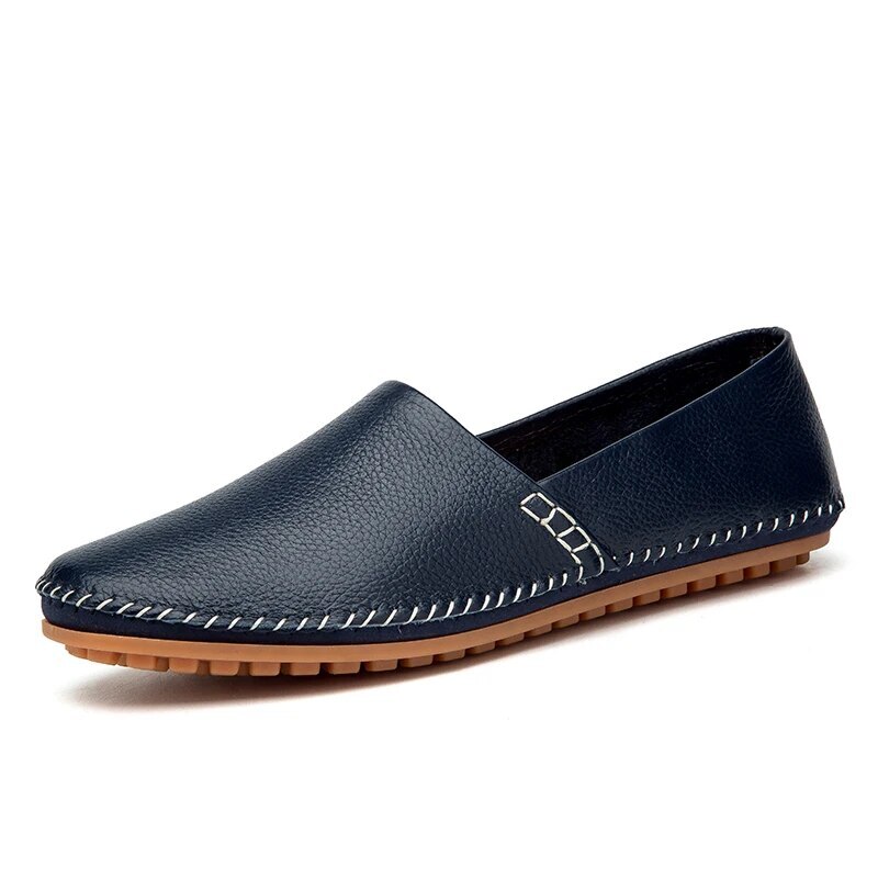 Genuine Leather Men Casual Shoes Lightweight Loafers Slip on Flats Driving Shoes