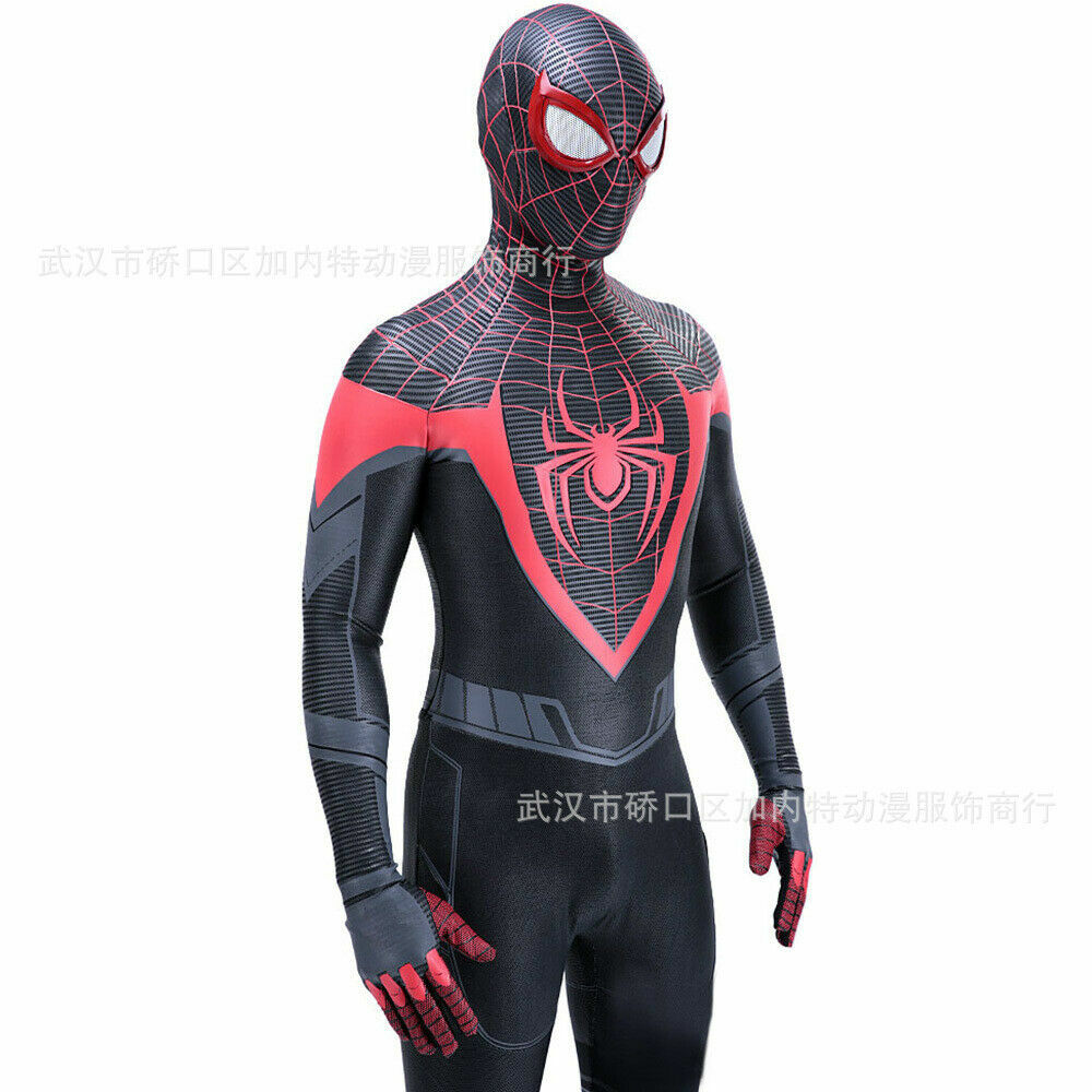 2021 Miles Morales Spiderman Jumpsuit Spider-Man Cosplay Costume Halloween Props