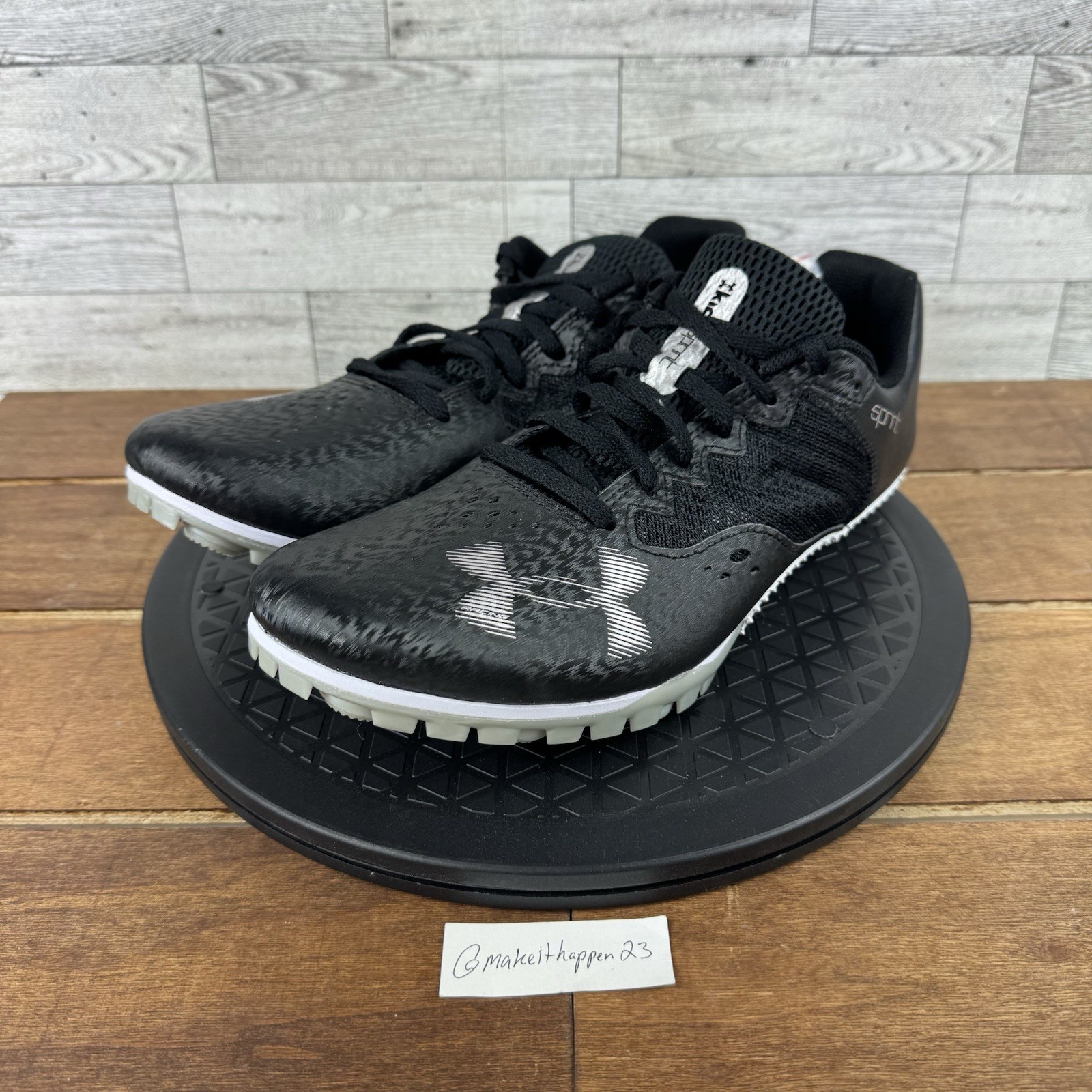 Under Armour U Kick Sprint 4 Track Spikes Black White 3025461-002 Men Size 11.5