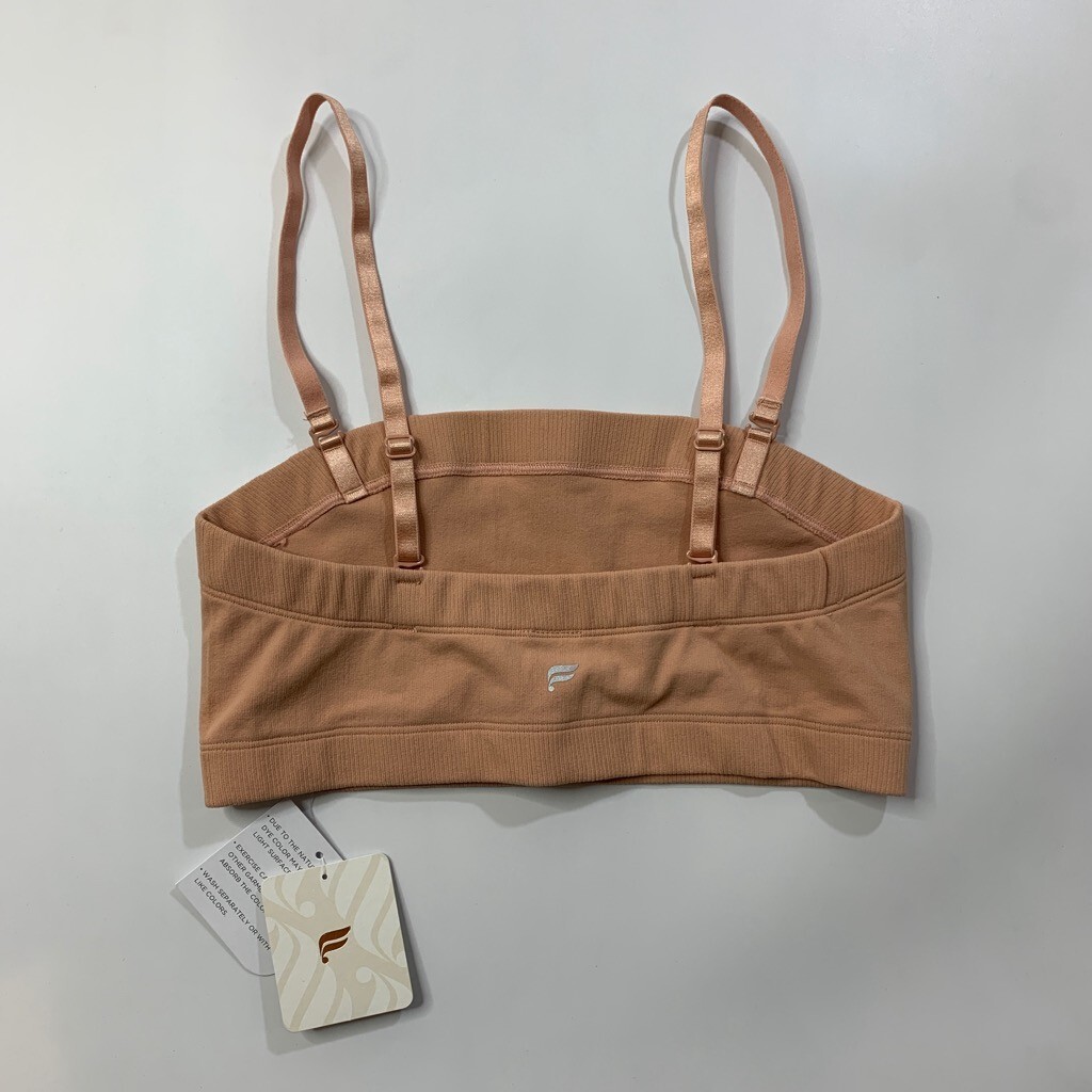 Fabletics Bandeau Women S Small Peachy Sand Cropped Camilla Sculpt Knit Unpadded