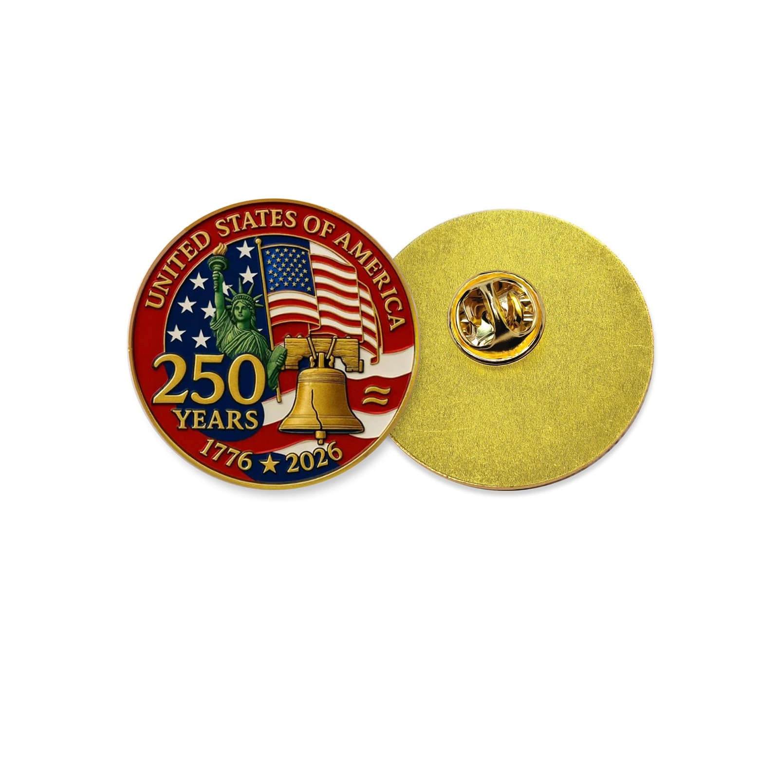2 Pcs America 250th Birthday Enamel Pins,250 years Anniversary Metal Gold Plated