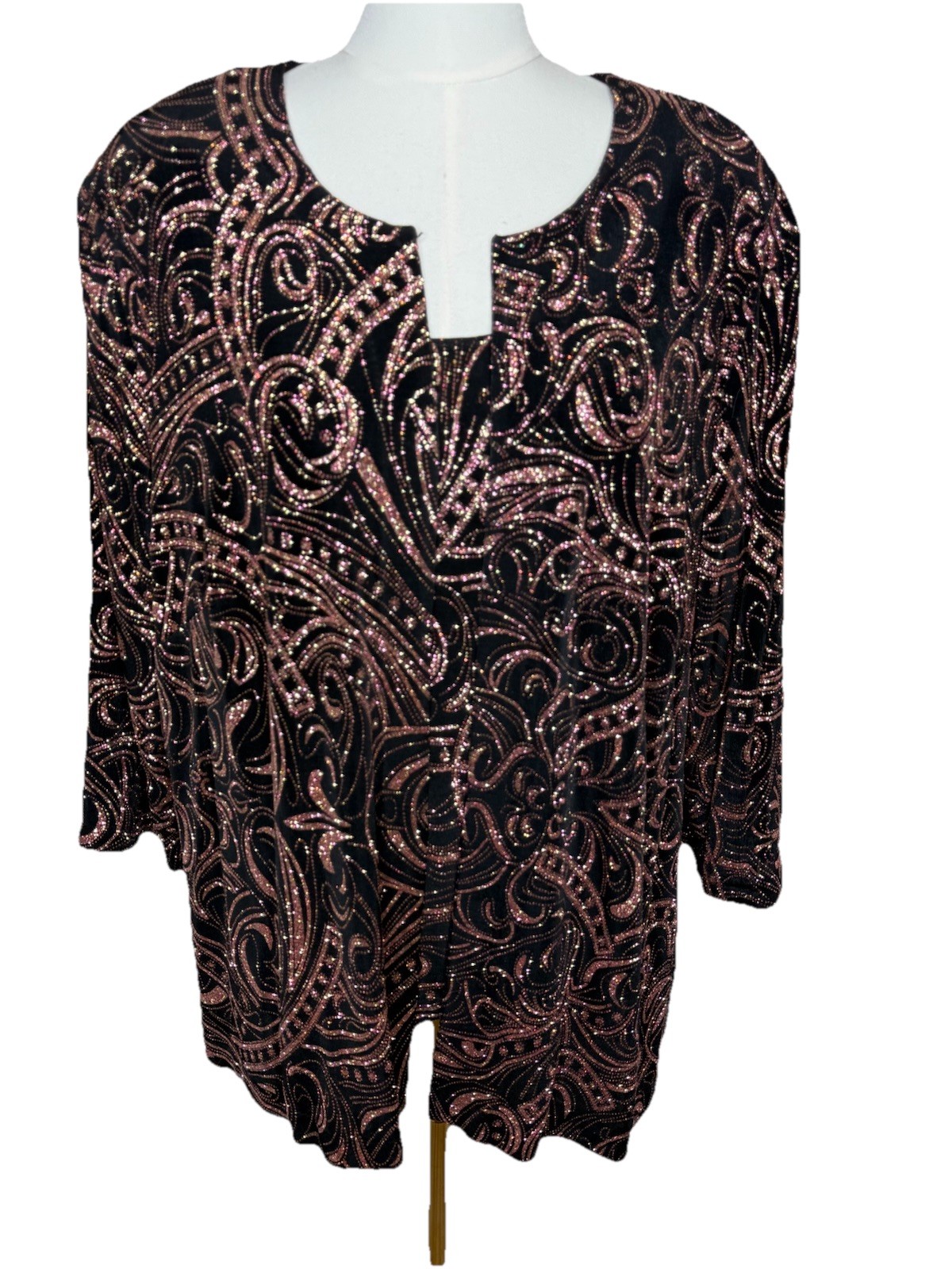 Alex Evenings Women’s Black W/ Pink Paisley Design 2-Piece Shell/Jacket Size 2X