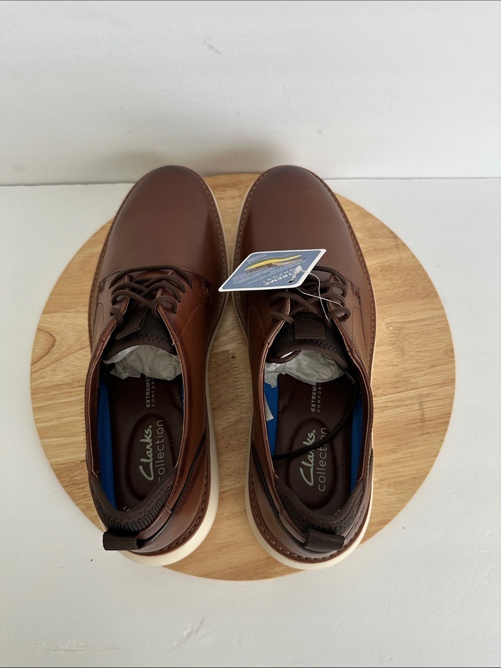 Clarks Brantin Plain Mens Round Closed Toe Oxford Shoes, Tan Sz 10.5M a1785