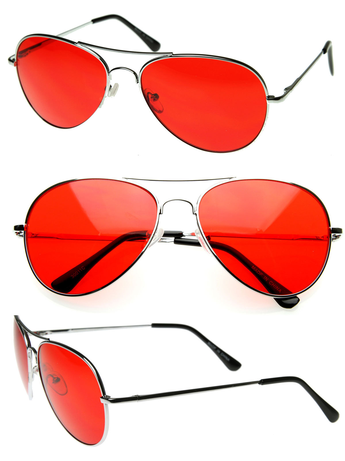 2 Pairs Mens Retro Classic Metal Pilot Red Lens UV Sunglasses Spring Hinge