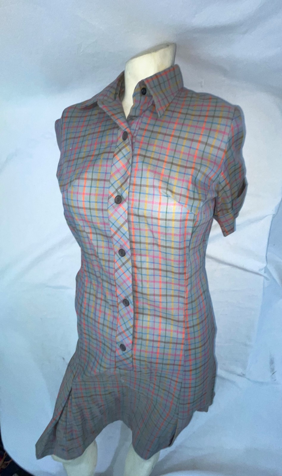 VTG 60S 70S WOMENS SMALL STRIPED UNIFORM BUTTON FRONT ROCKABILLY SCOOTER DRESS