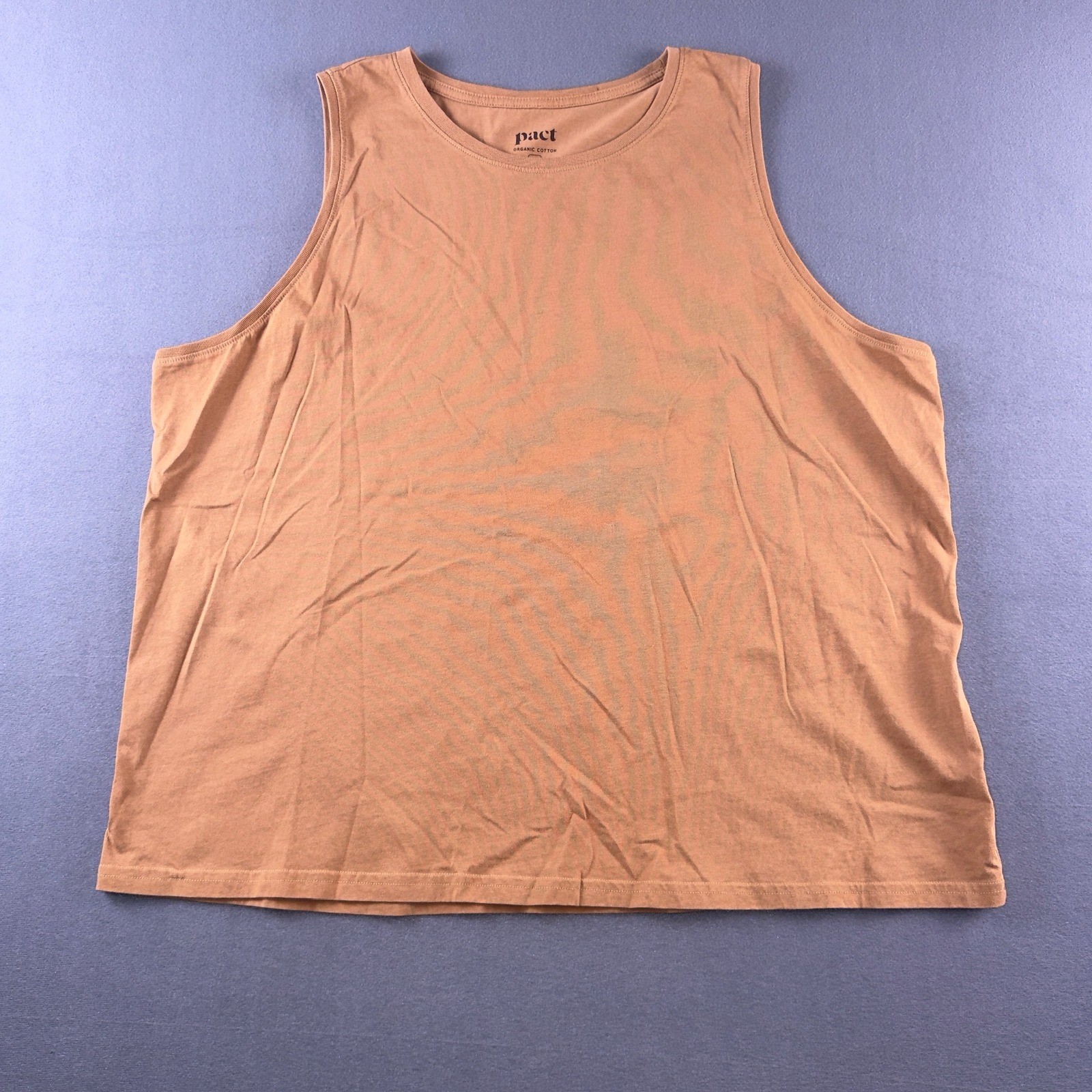 Pact Organic Cotton Tank Top XXL Camel Brown Sleeveless Crew Neck Relaxed Fit