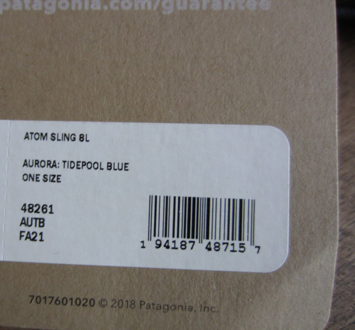 NWT Patagonia Atom 8L Slingback Aurora Tidepool Recycled Nylon Mens Womens HTF