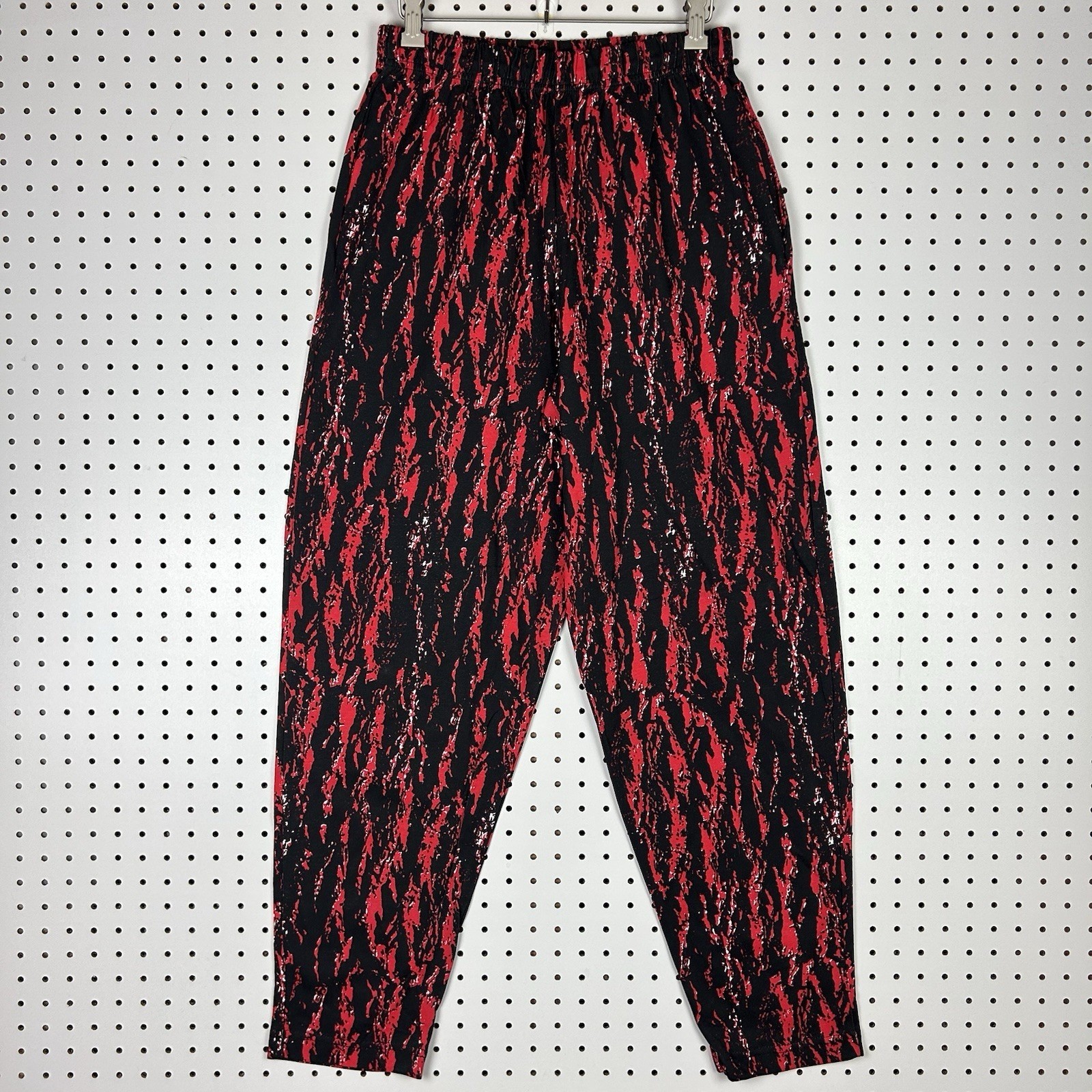 MC Hammer Parachute Pants Medium Workout Baggy 90s Lifting Pattern Red Black Y2K