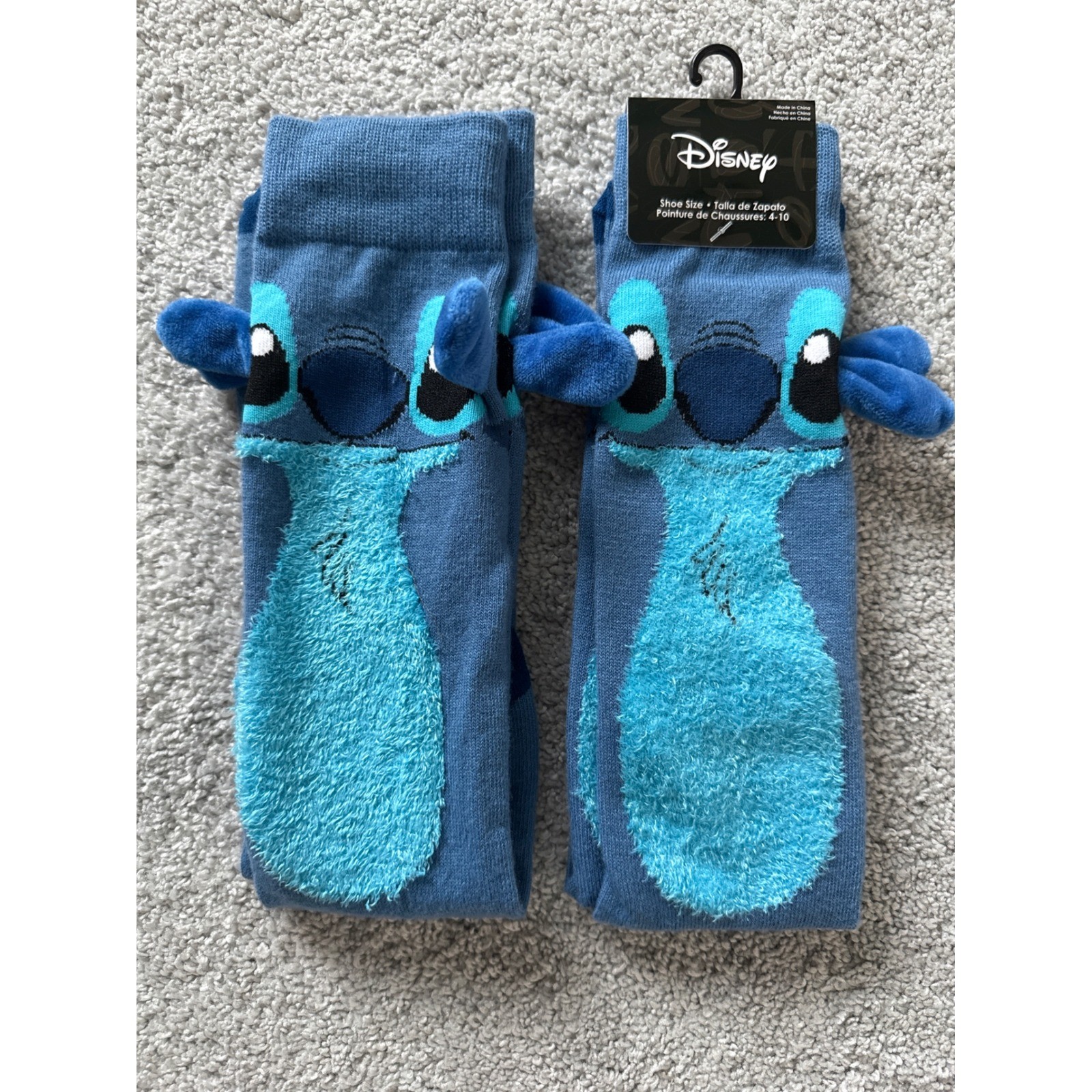 Disney Lilo & Stitch Blue 3D Ears Knee High Socks Women Shoe Size 4-10 New