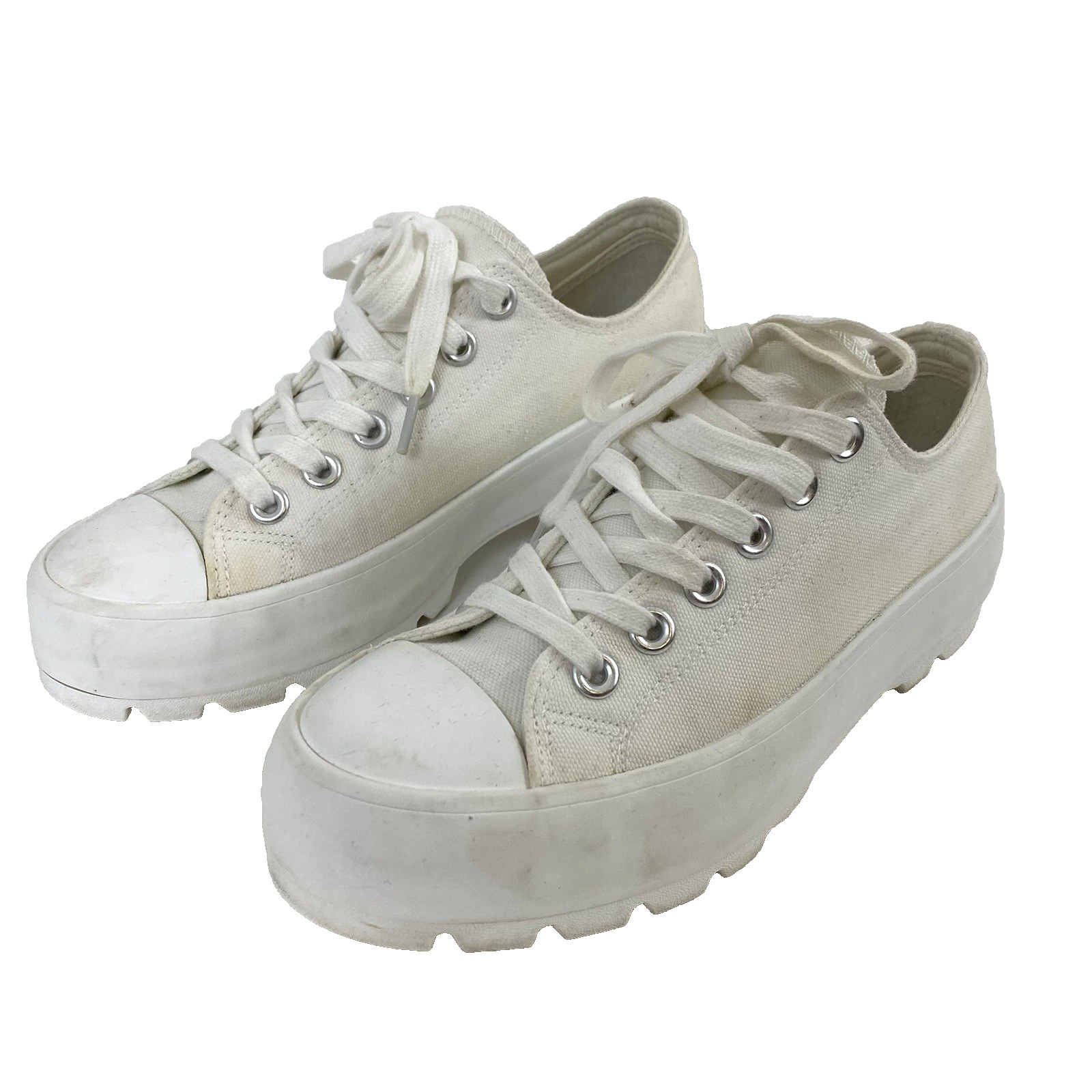 Sincerely Jules Womens Vasco Chunky Platform Sneakers 7 1/2 White Lug Sole Laces