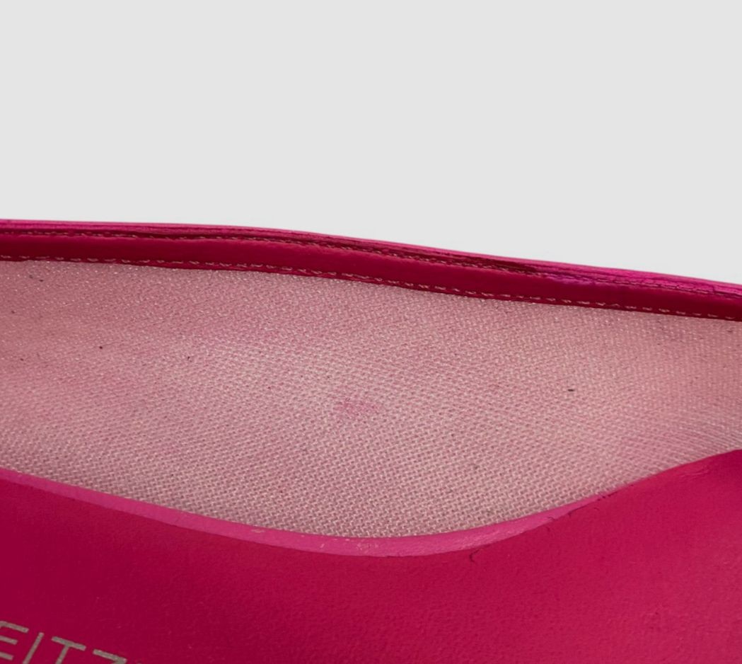 Stuart Weitzman Women’s Pink Arabella Leather Mesh Ballet Flat Shoes Size 9
